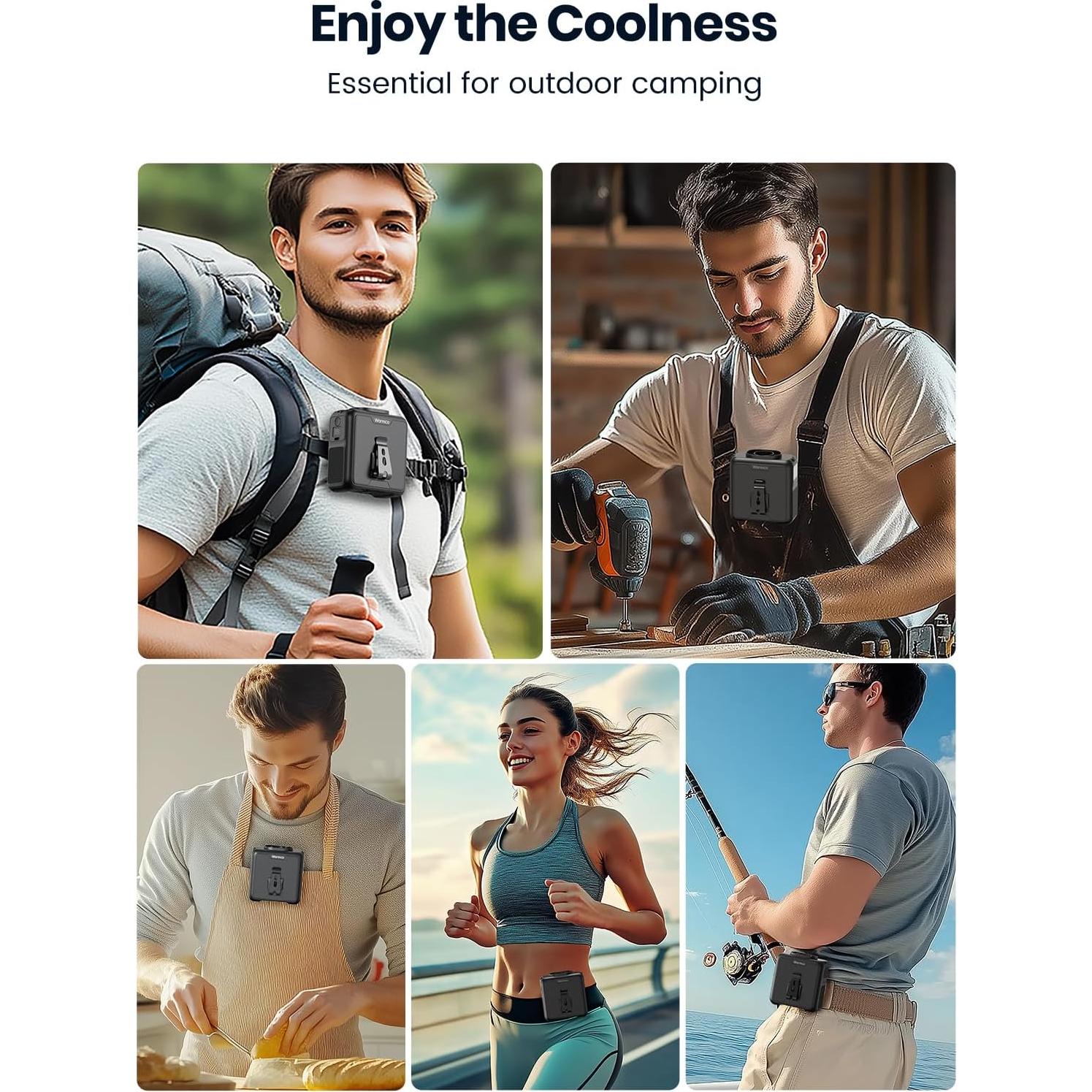 Ventilador de Cintura Portátil Warmco W1, Batería 10000mAh, 4 Velocidades