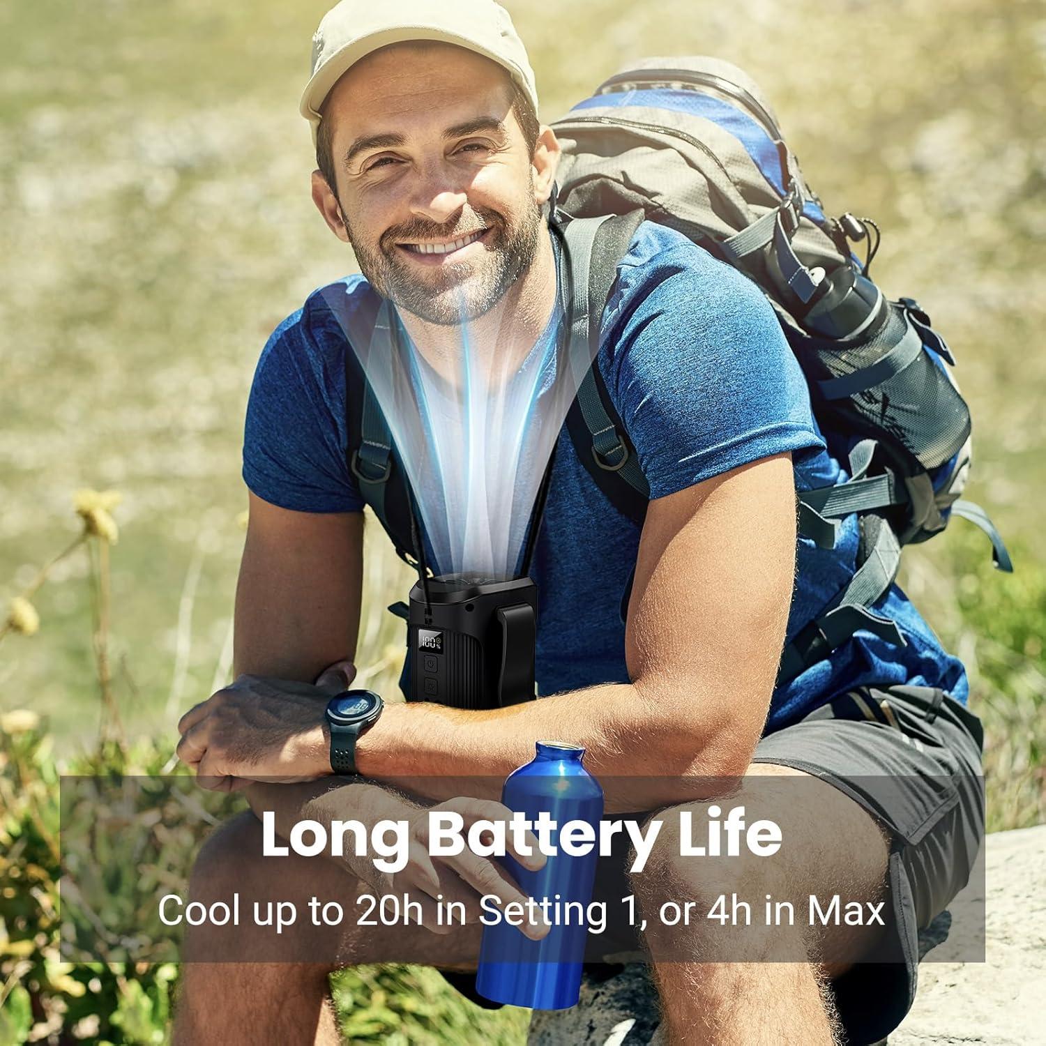 Ventilador Personal de Cintura GOZACA FL-225, 4000mAh, 3 Velocidades