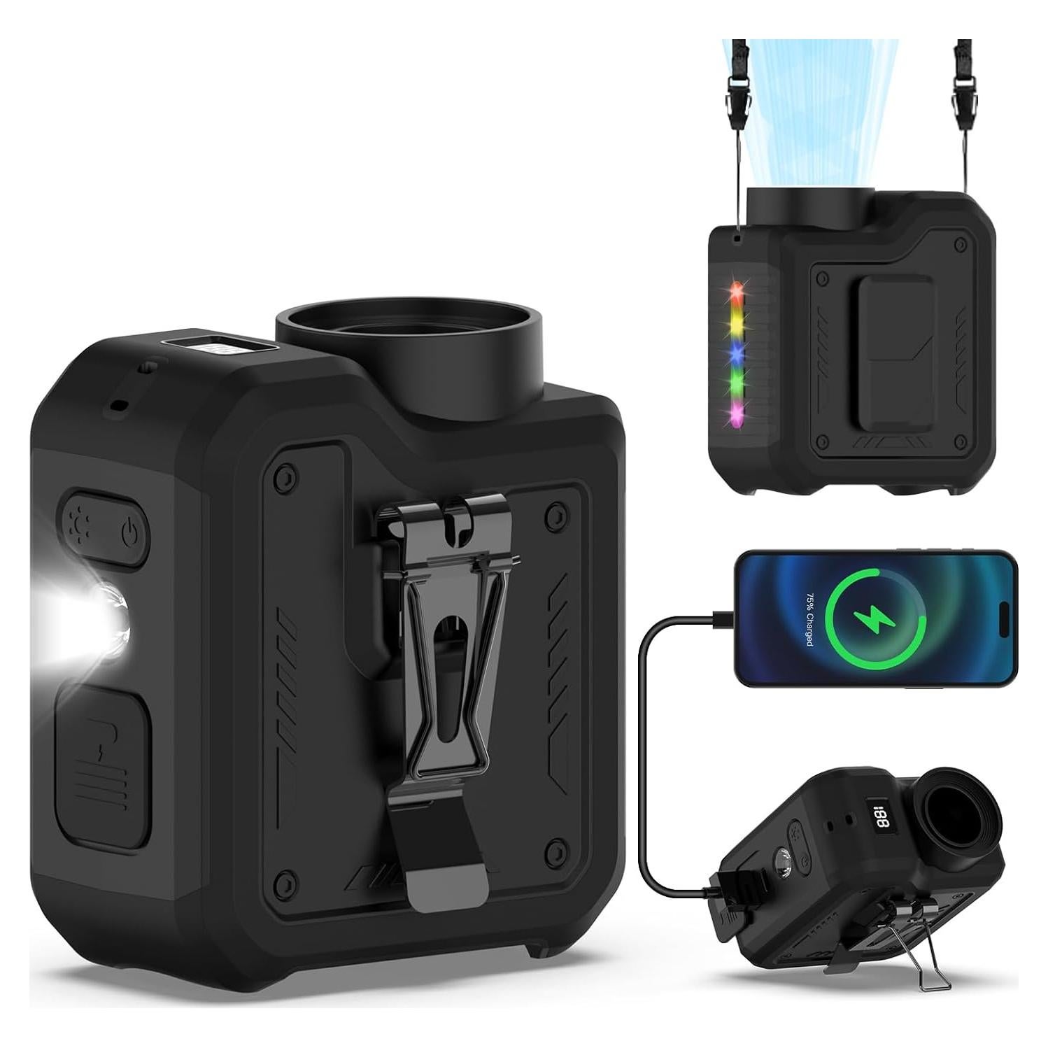 Ventilador Turbo Portátil Qerhod 7 en 1 Recargable 10000mAh