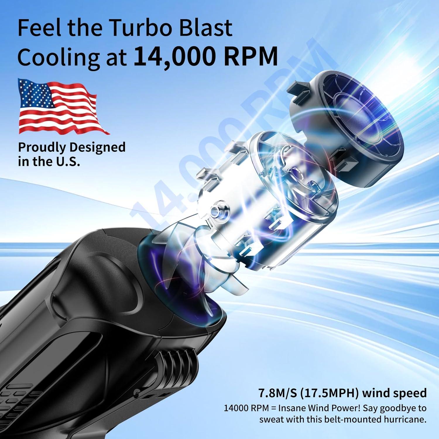 Ventilador Portátil de Cintura ZipVorb 6 Velocidades 14000RPM