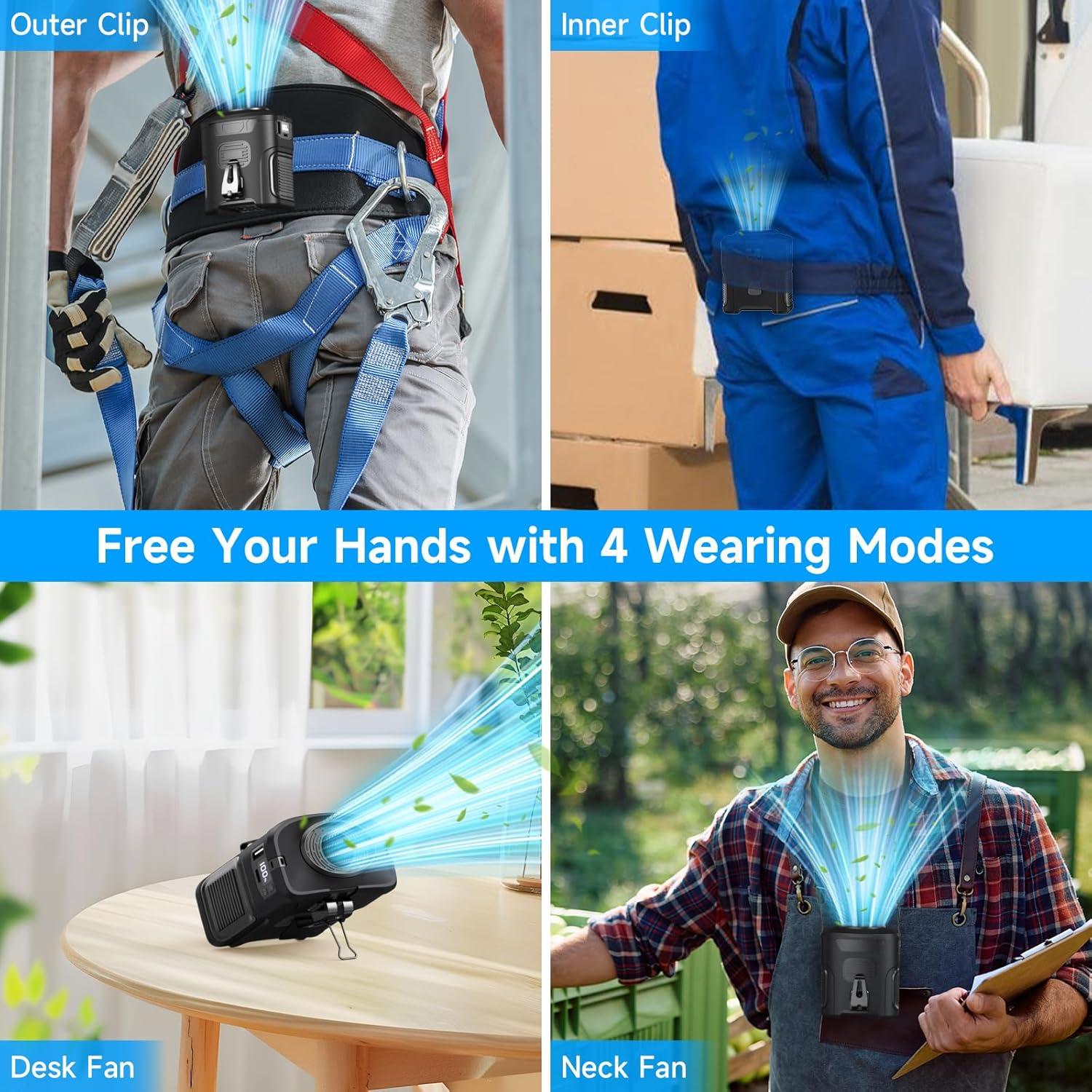 Ventilador de Cintura Portátil Anyrap GY-1, 5 Velocidades 16000 RPM