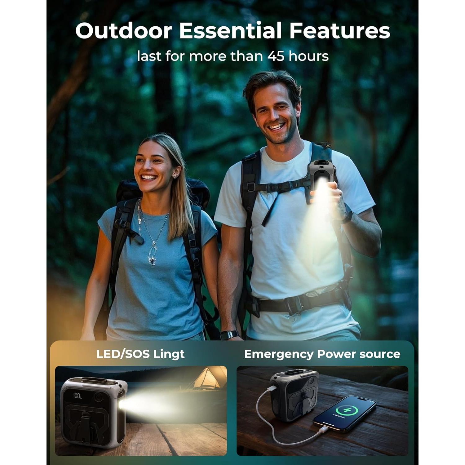 Ventilador de Cintura Portátil Joeyrras Z13 Gris 5 Velocidades 10000mAh