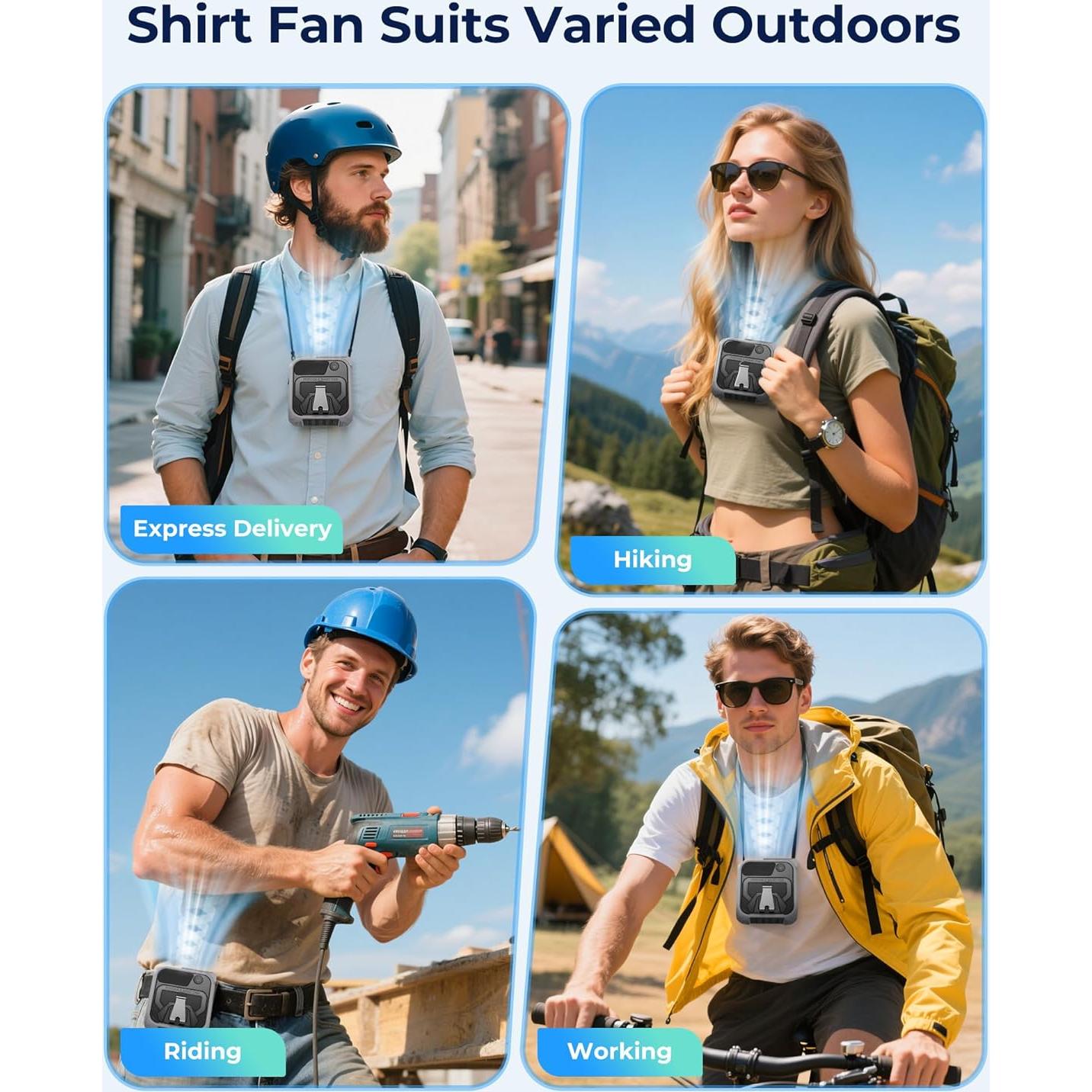 Ventilador de Cintura Portátil Joeyrras Z13 Gris 5 Velocidades 10000mAh