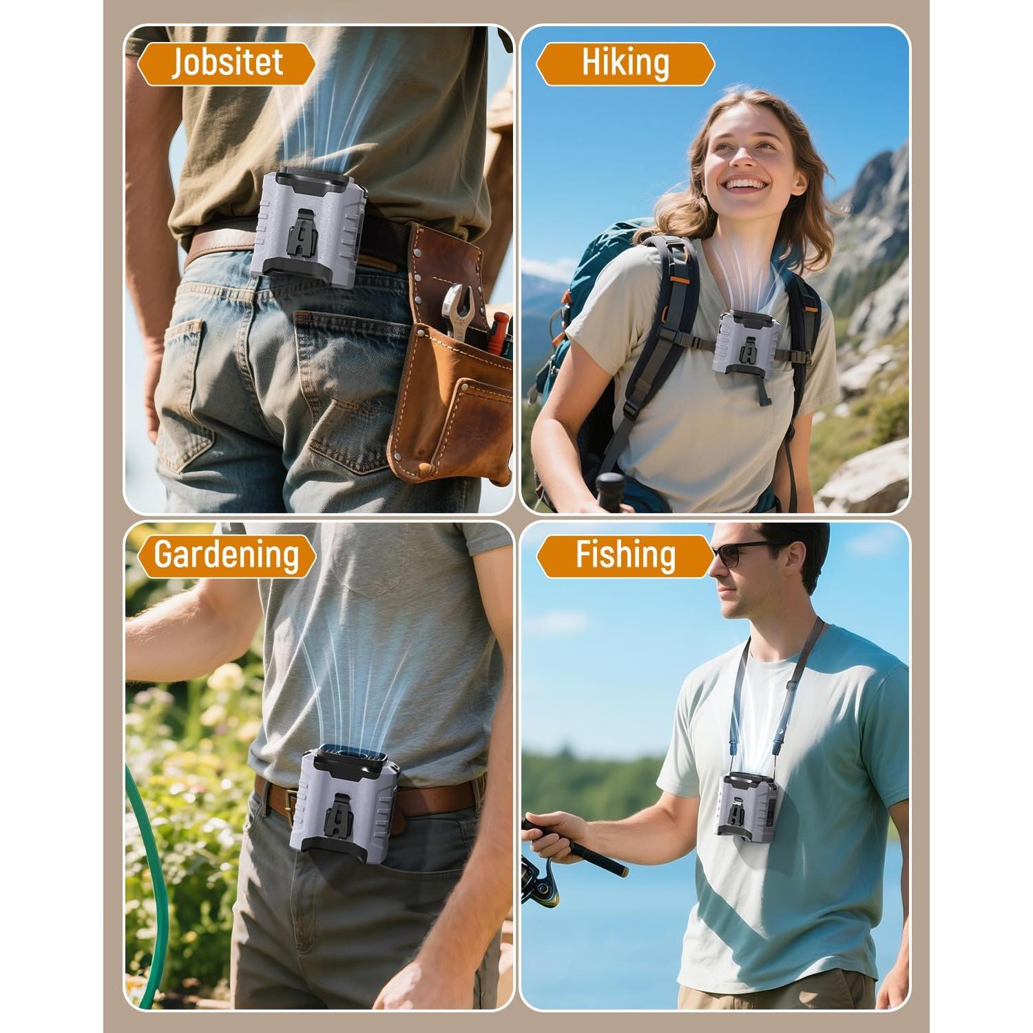 Ventilador Portátil de Cintura KTYJAT 10000mAh 5 Velocidades