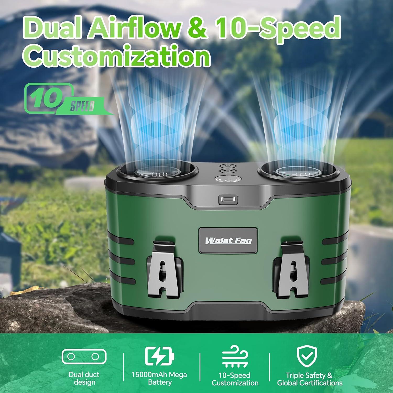 Ventilador de Cintura Portátil WAMOVAL HY-8022 20000mAh 10 Velocidades