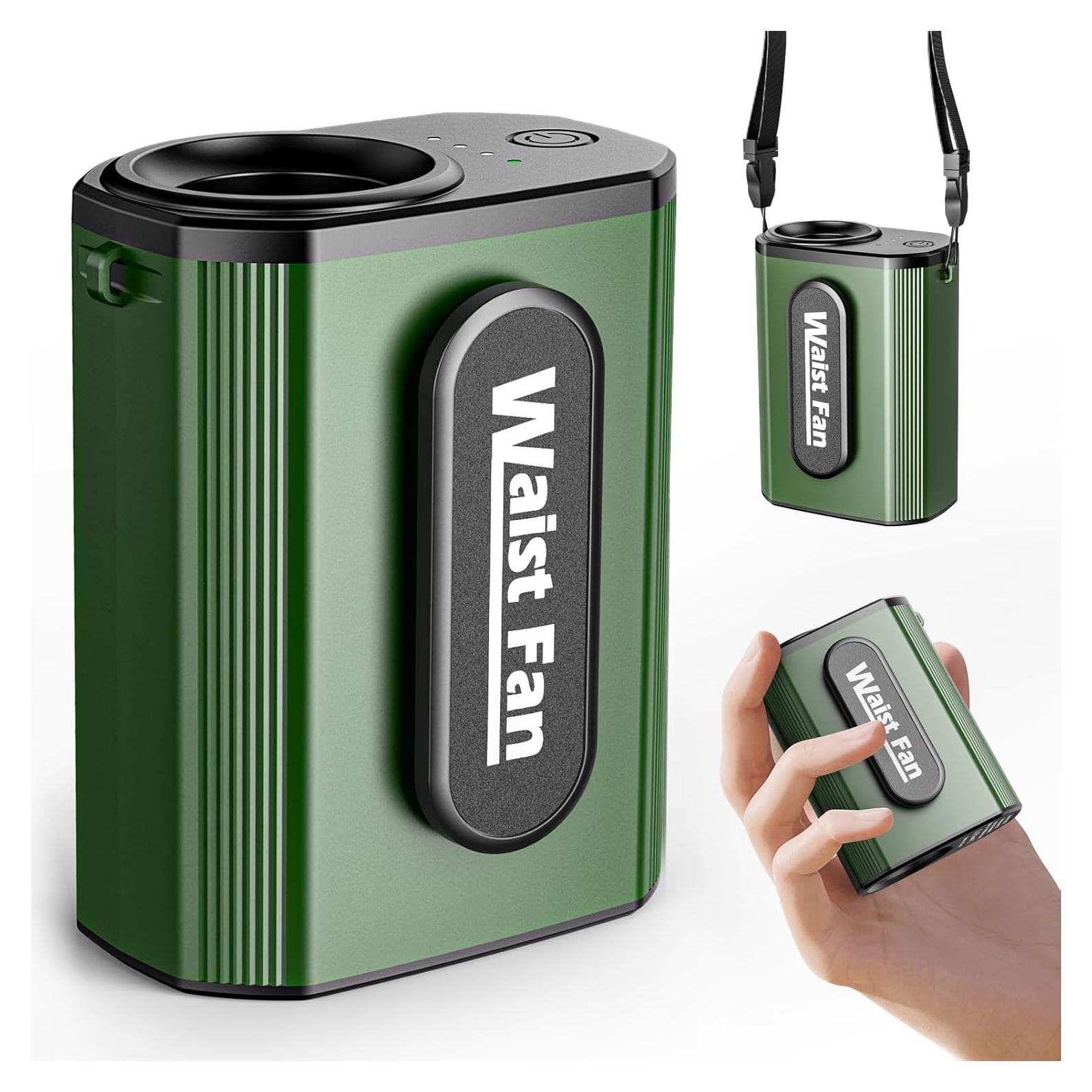 Ventilador Personal Portátil de Cintura F10 Verde 20000RPM 4 Velocidades