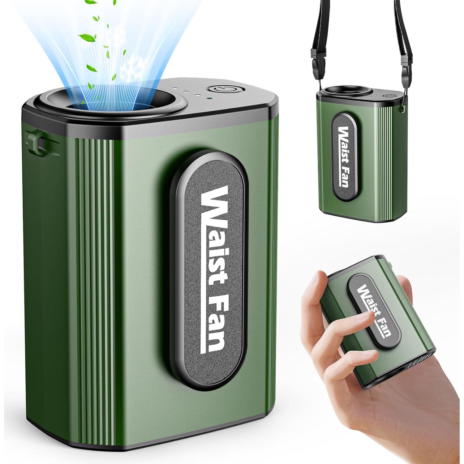 Ventilador Personal Portátil de Cintura F10 Verde 20000RPM 4 Velocidades