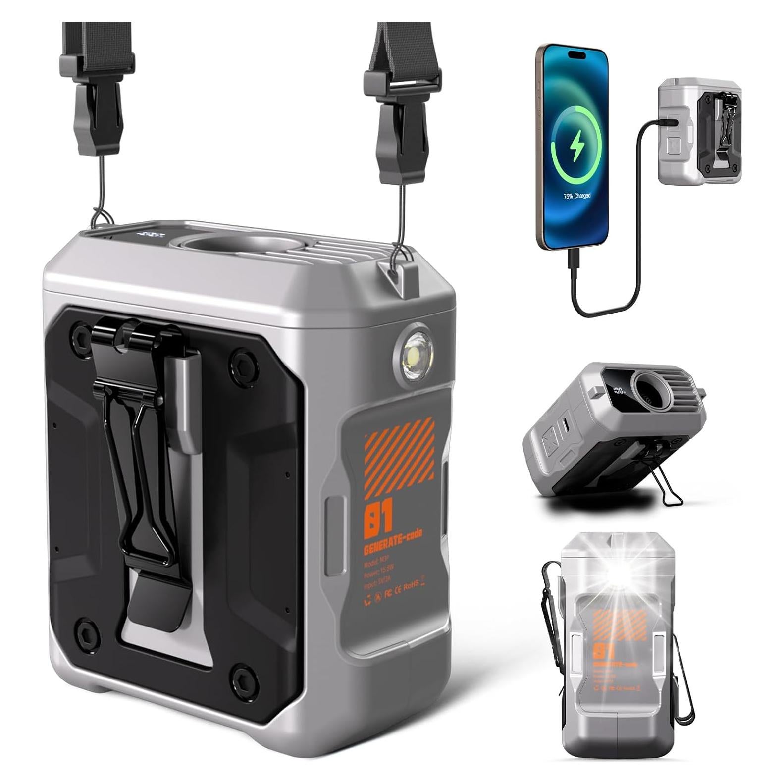 Ventilador Personal Portátil Clip de Cintura 10000mAh Gris