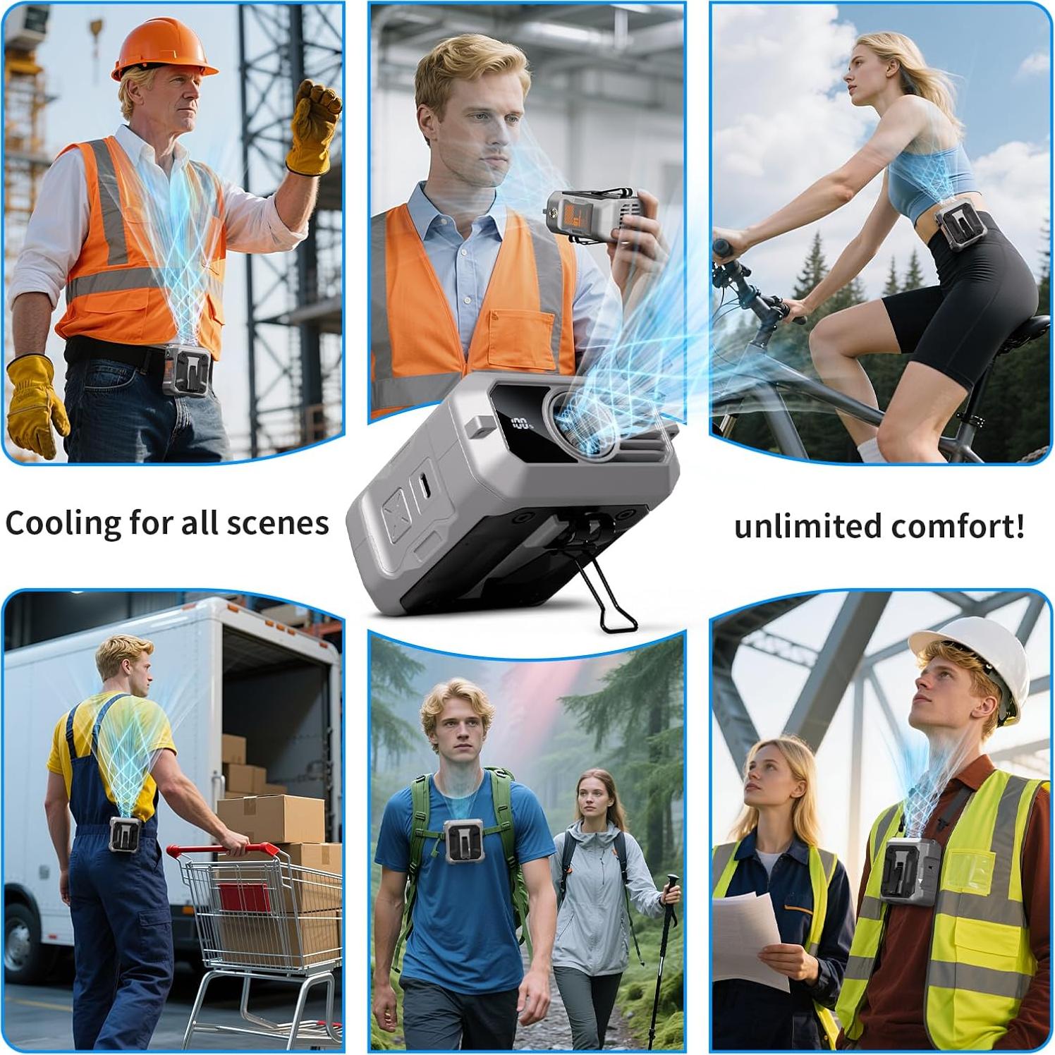 Ventilador Personal Portátil Clip de Cintura 10000mAh Gris