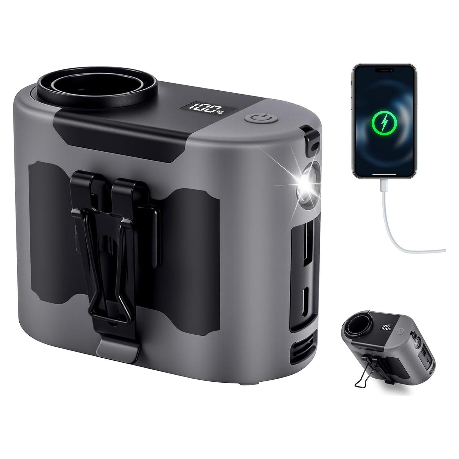 Ventilador Portátil Clip-On POPERFUN YQ-PPF-F6 Gris 5 Velocidades