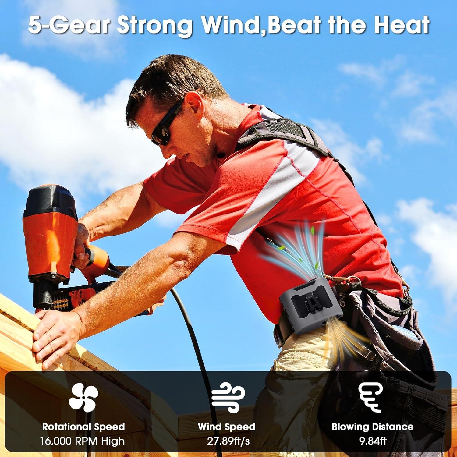 Ventilador Portátil Clip-On POPERFUN YQ-PPF-F6 Gris 5 Velocidades