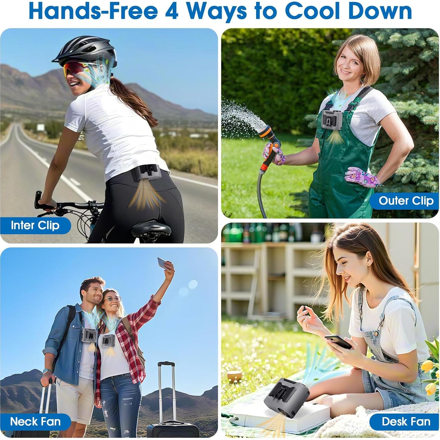 Ventilador Portátil Clip-On POPERFUN YQ-PPF-F6 Gris 5 Velocidades