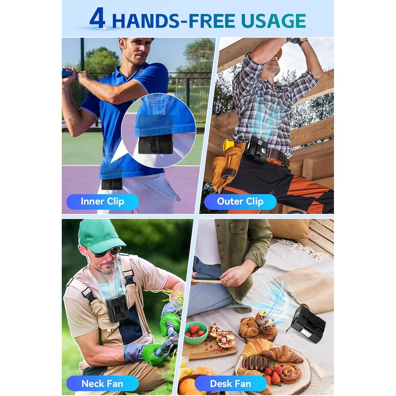 Ventilador de Cintura Portátil PAKRYS con Linterna LED 8000mAh