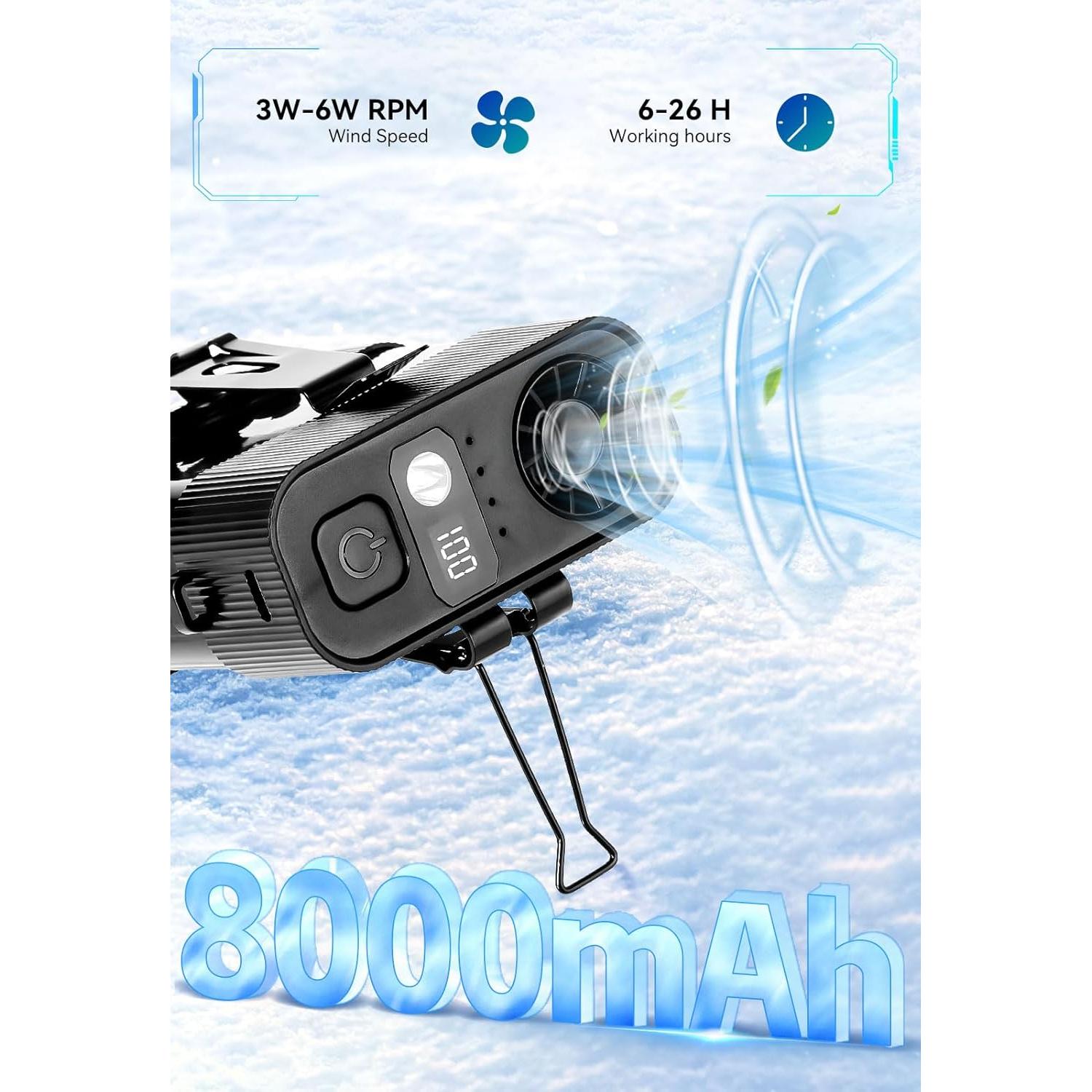 Ventilador de Cintura Portátil PAKRYS con Linterna LED 8000mAh