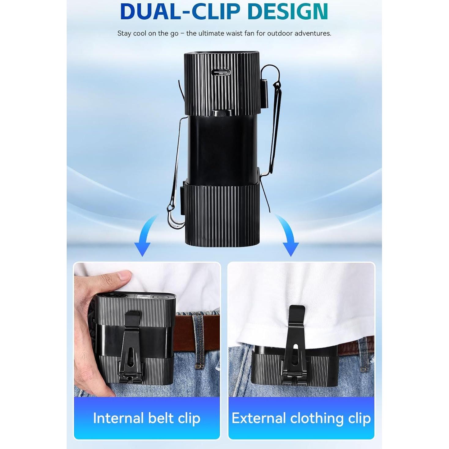 Ventilador de Cintura Portátil PAKRYS con Linterna LED 8000mAh
