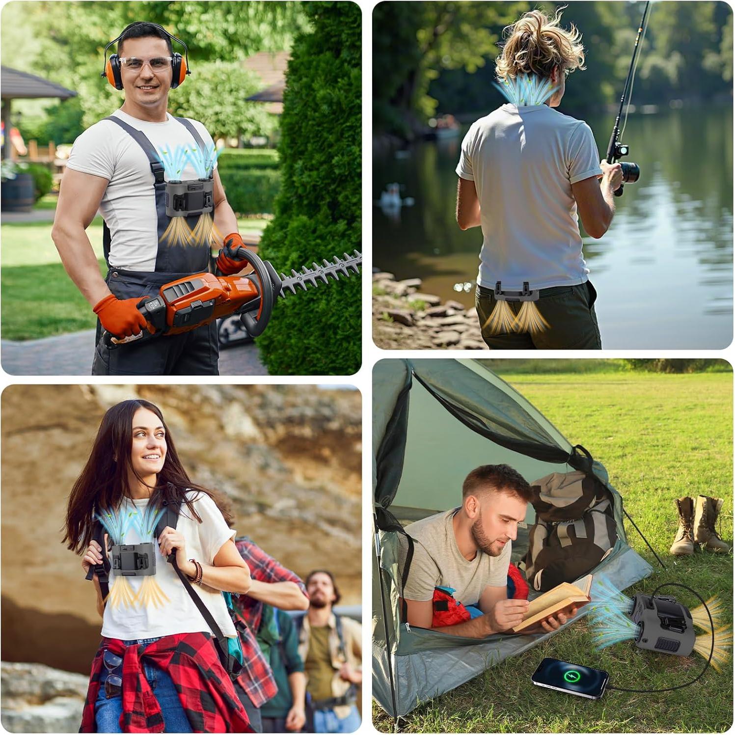 Ventilador Portátil de Cintura POPERFUN F7 28000mAh Gris