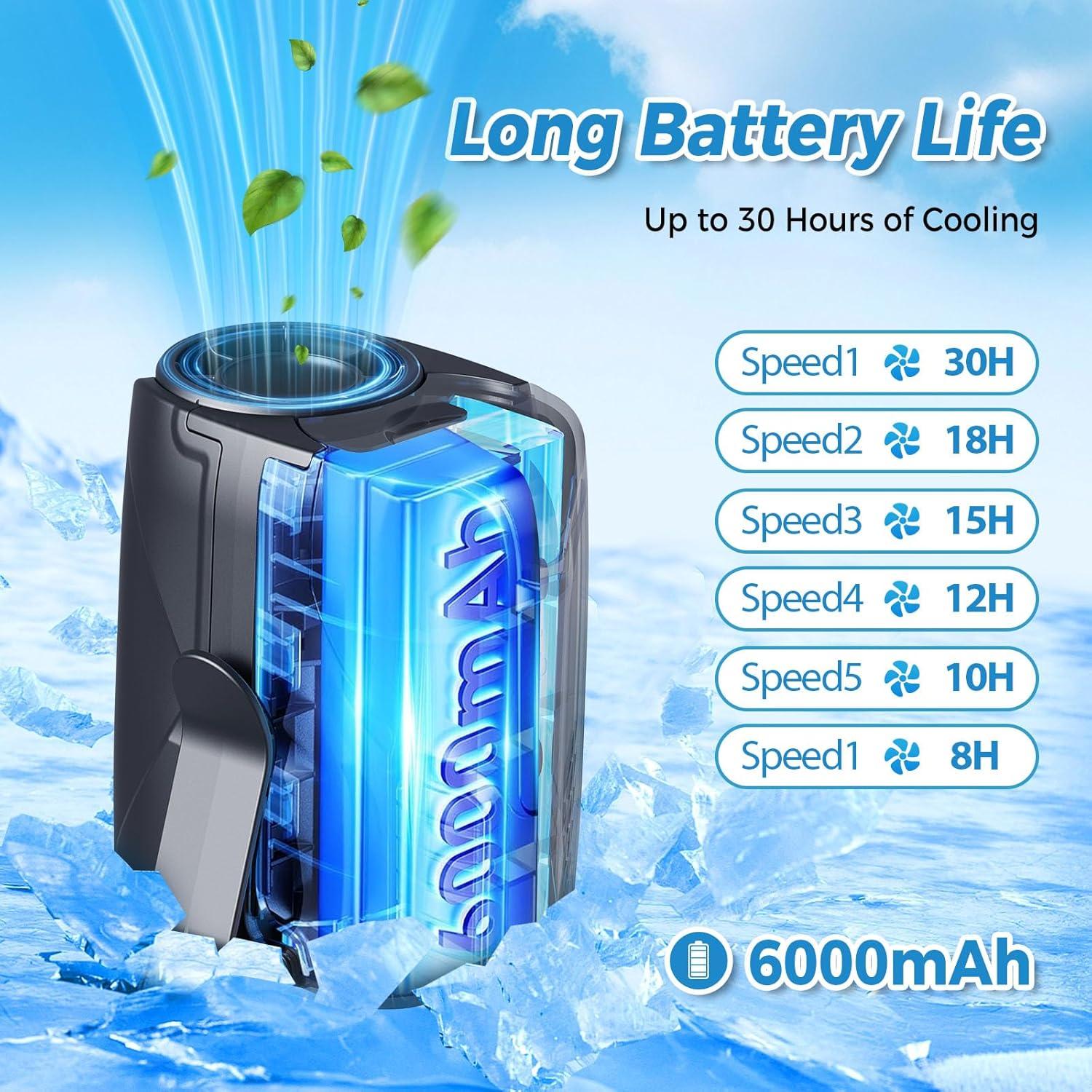 Ventilador de Cintura Portátil Shuangjishan 6000mAh Negro