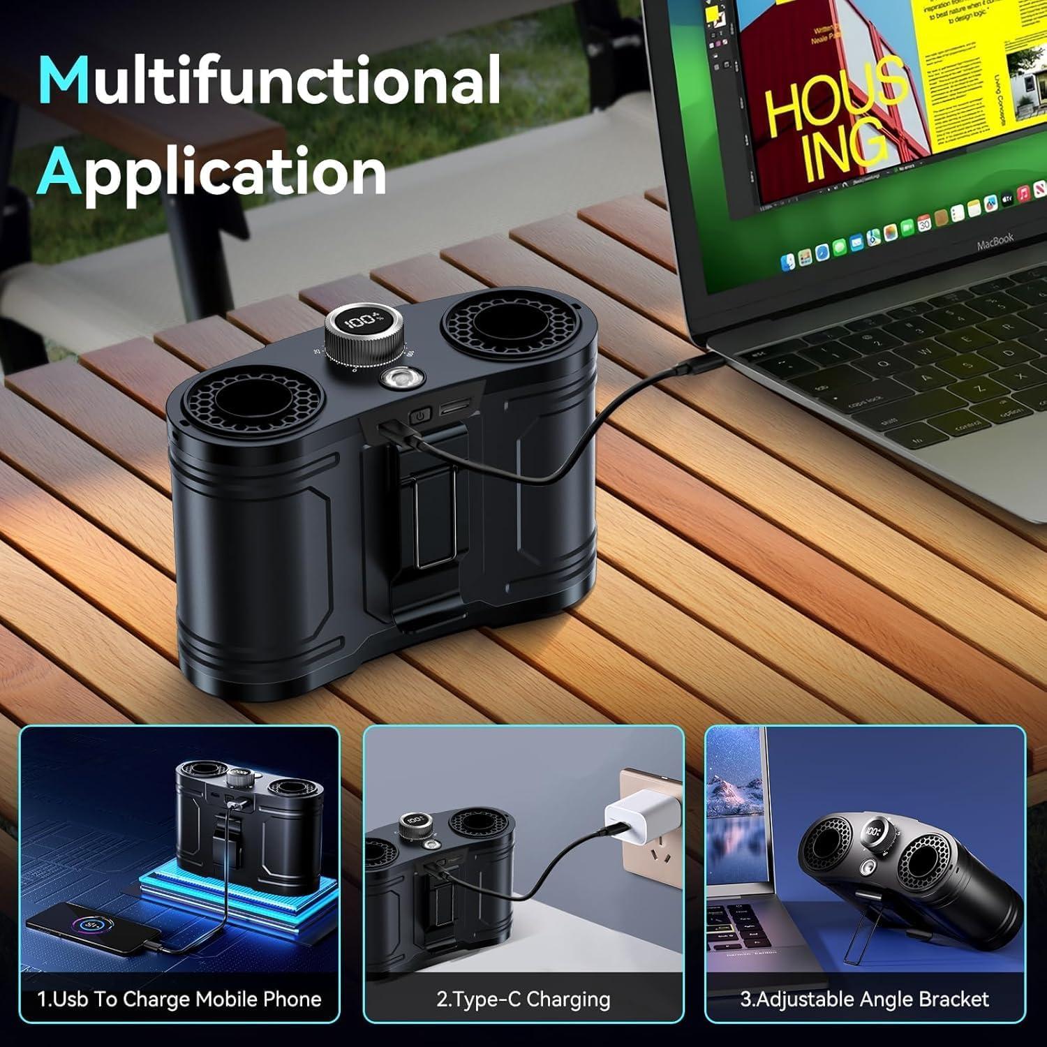 Ventilador Portátil de Cintura Runcasa 25000mAh 100 Velocidades