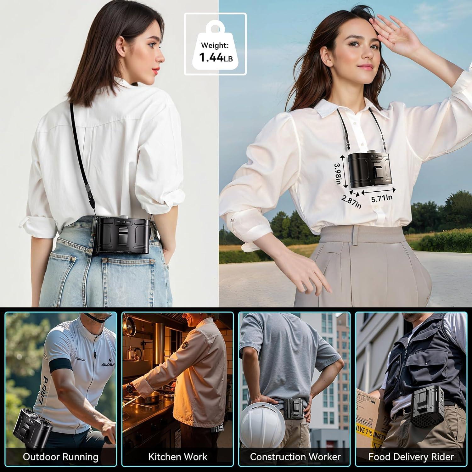 Ventilador Portátil de Cintura Runcasa 25000mAh 100 Velocidades