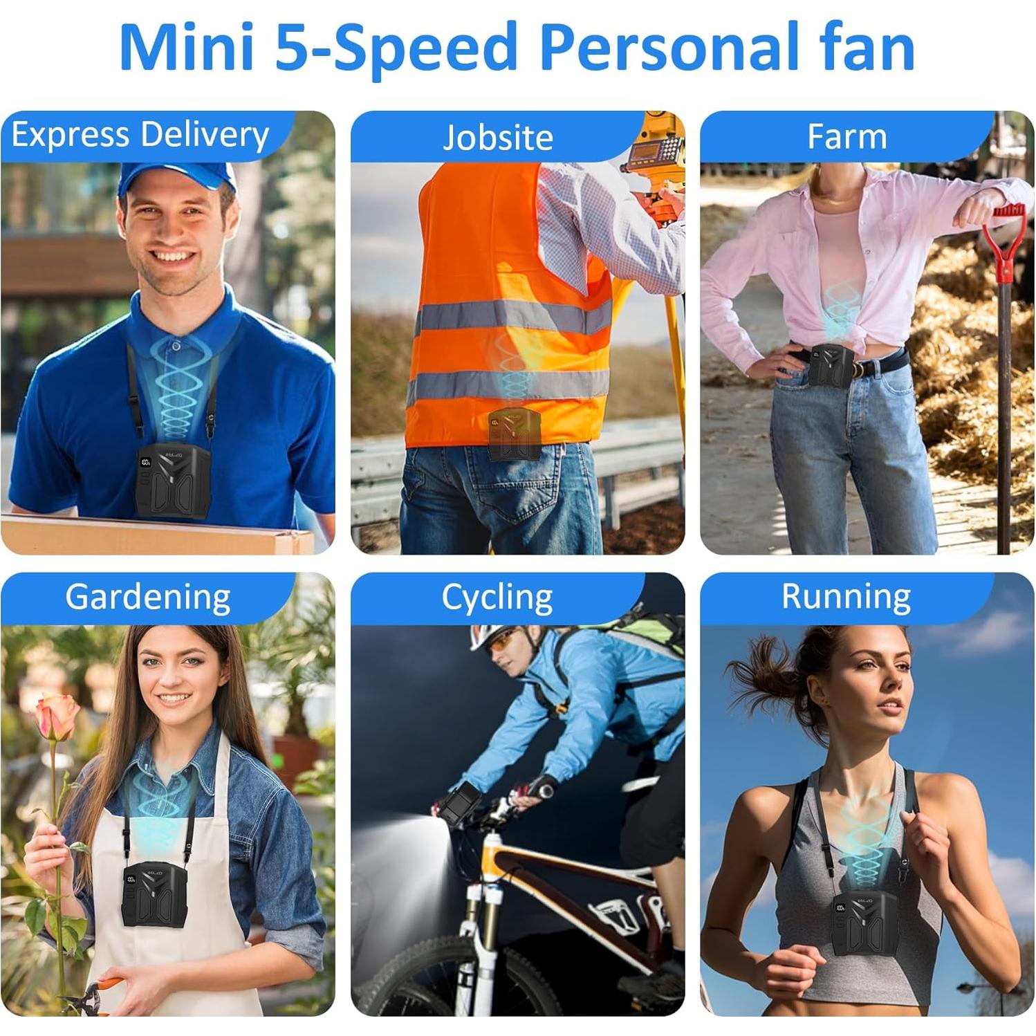 Ventilador Personal Portátil ELZO 10000mAh 5 Velocidades