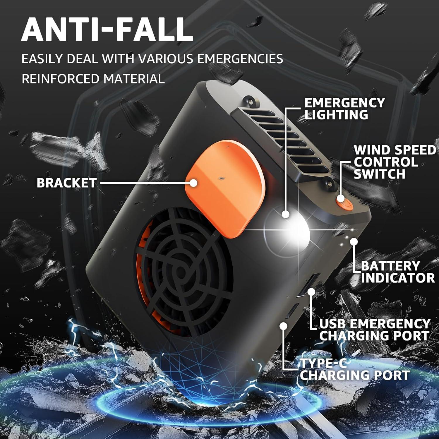 Ventilador de Cintura Portátil uuffoo con Luz LED y 3 Velocidades