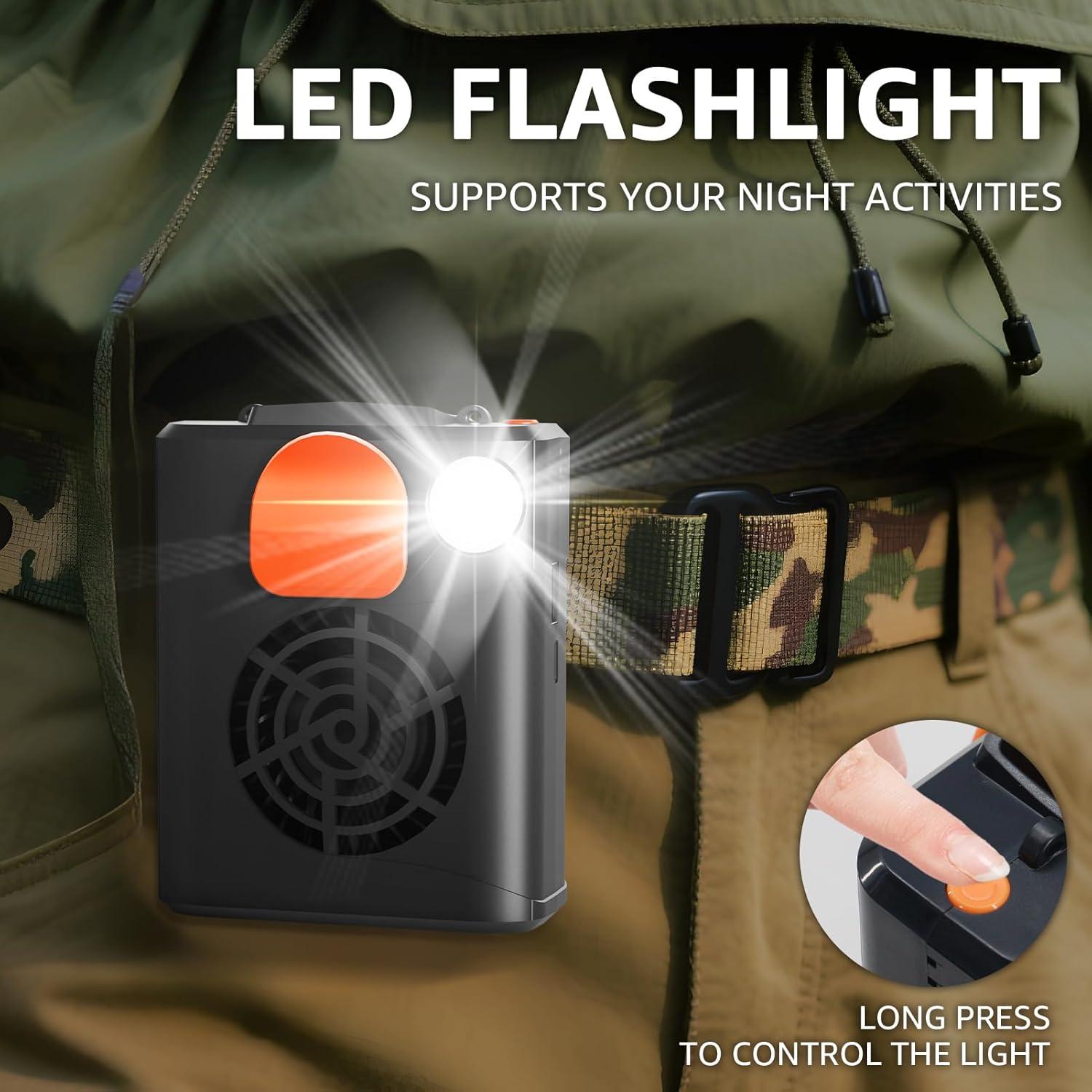 Ventilador de Cintura Portátil uuffoo con Luz LED y 3 Velocidades