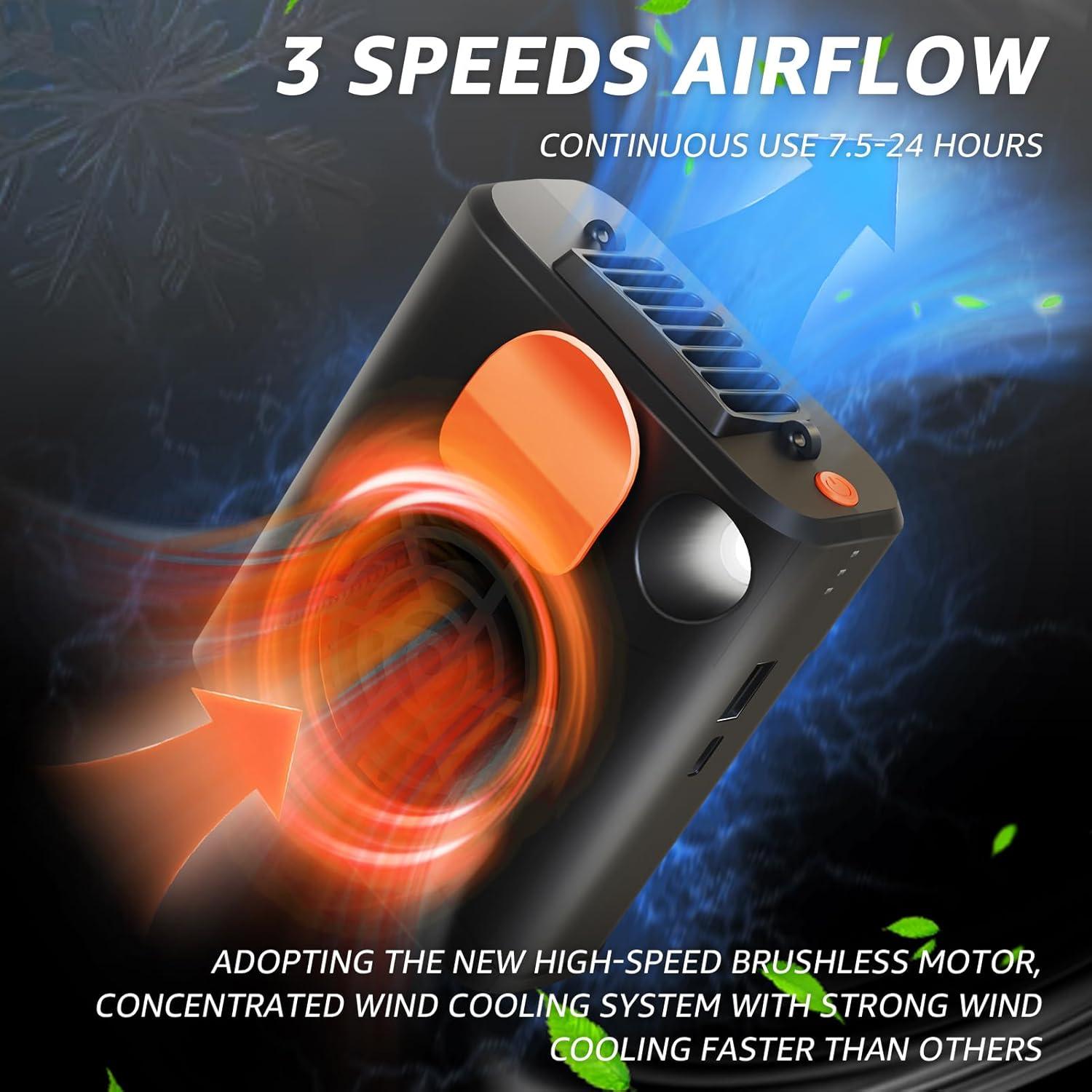 Ventilador de Cintura Portátil uuffoo con Luz LED y 3 Velocidades