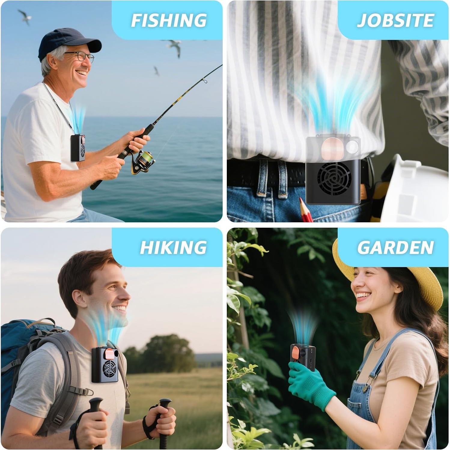 Ventilador de Cintura Portátil uuffoo con Luz LED y 3 Velocidades