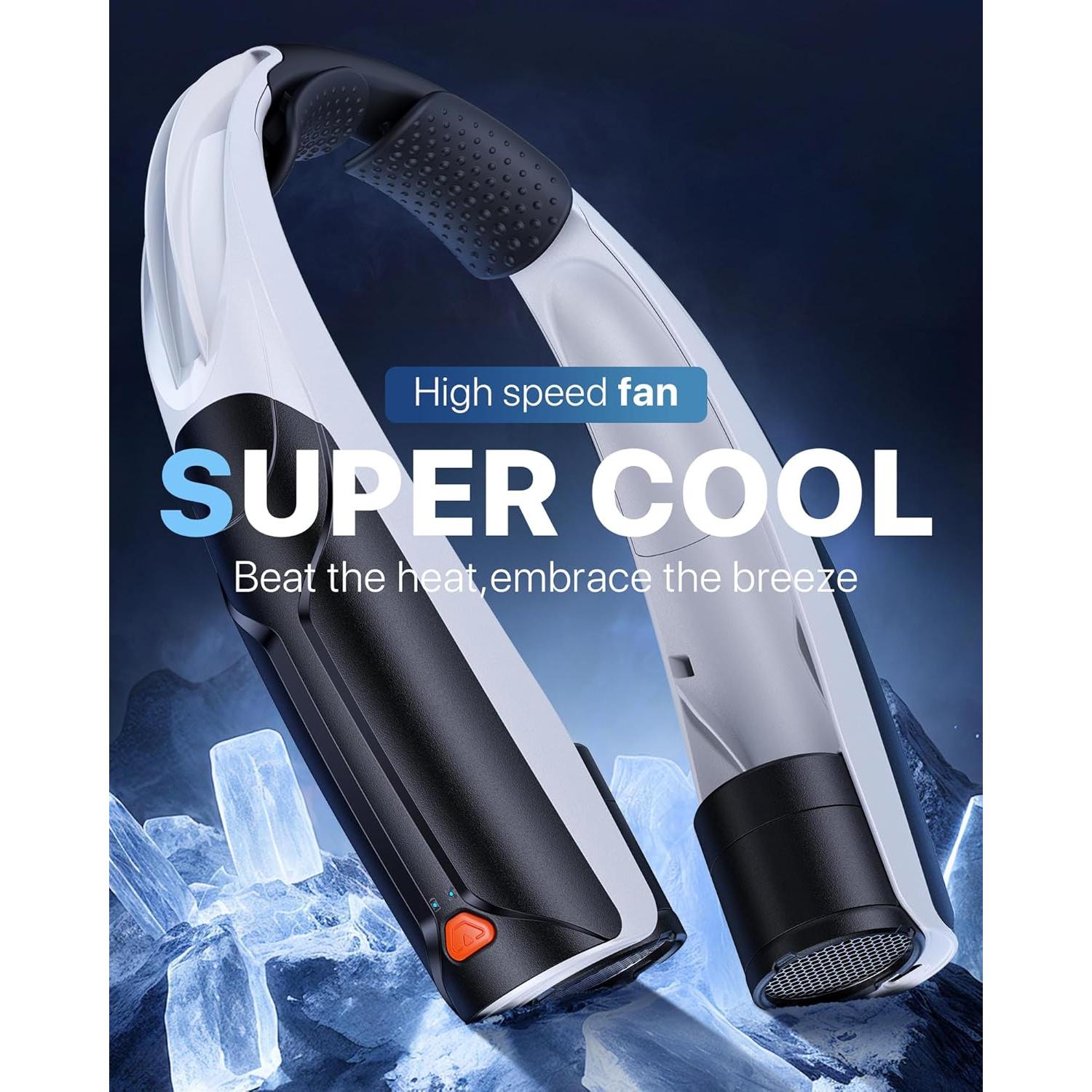 Ventilador de Cuello AaoLin Q4 Negro, Portátil 6 Velocidades 6000mAh