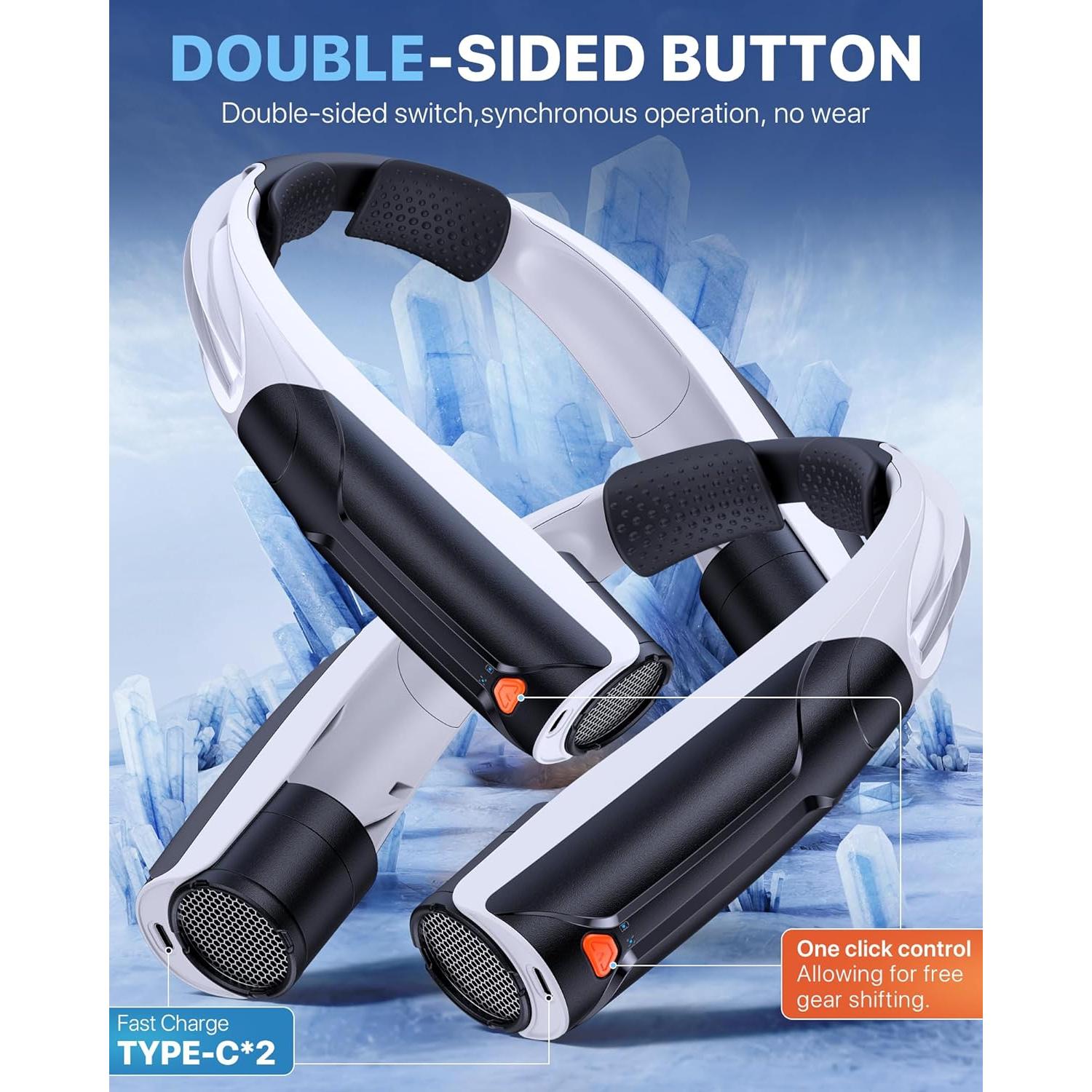 Ventilador de Cuello AaoLin Q4 Negro, Portátil 6 Velocidades 6000mAh