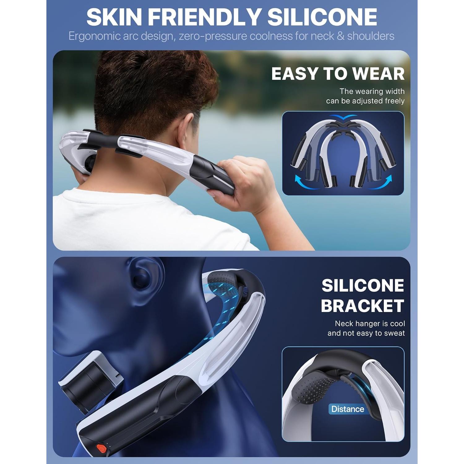 Ventilador de Cuello AaoLin Q4 Negro, Portátil 6 Velocidades 6000mAh