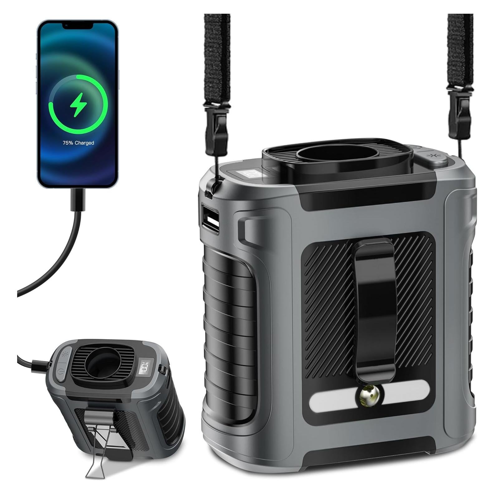 Ventilador de Cintura Portátil Leeyalan F1 5 Velocidades 20000RPM