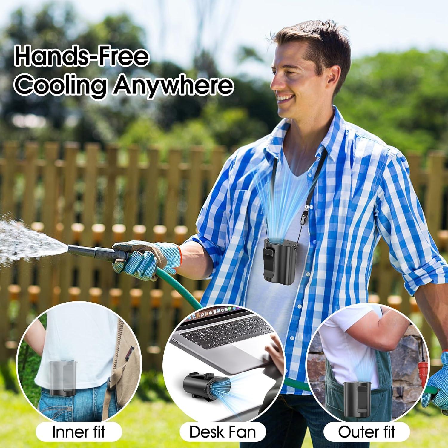 Ventilador de Cintura Portátil Peyfulo Negro 5 Velocidades