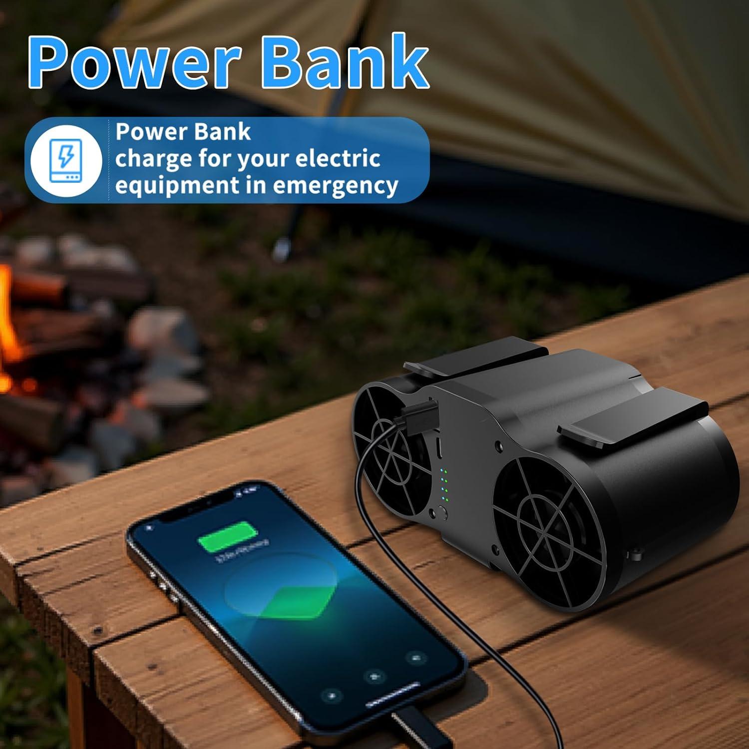 Ventilador de Cintura Portátil AOJLZF 10000mAh 12000RPM Negro