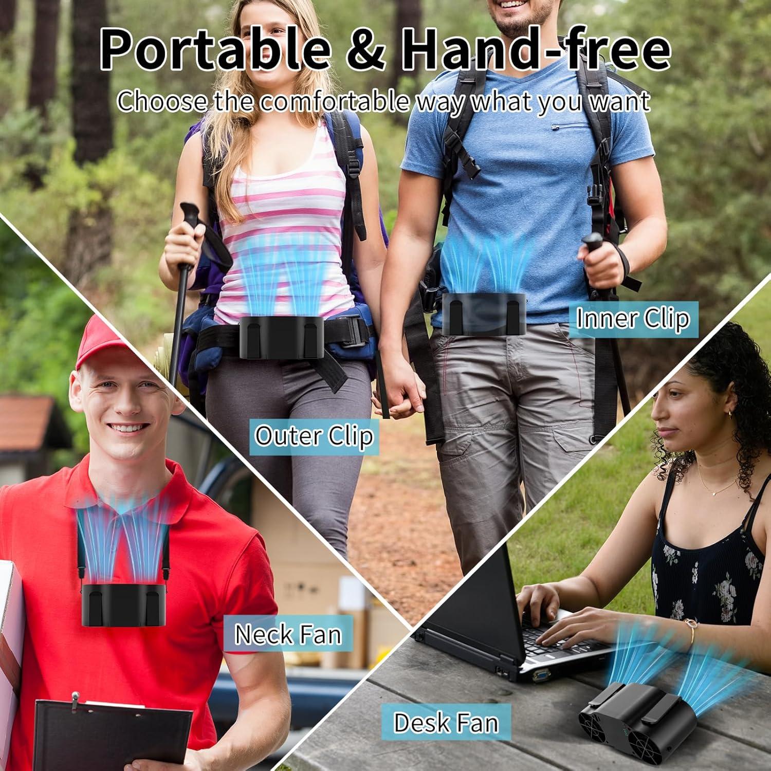 Ventilador de Cintura Portátil AOJLZF 10000mAh 12000RPM Negro