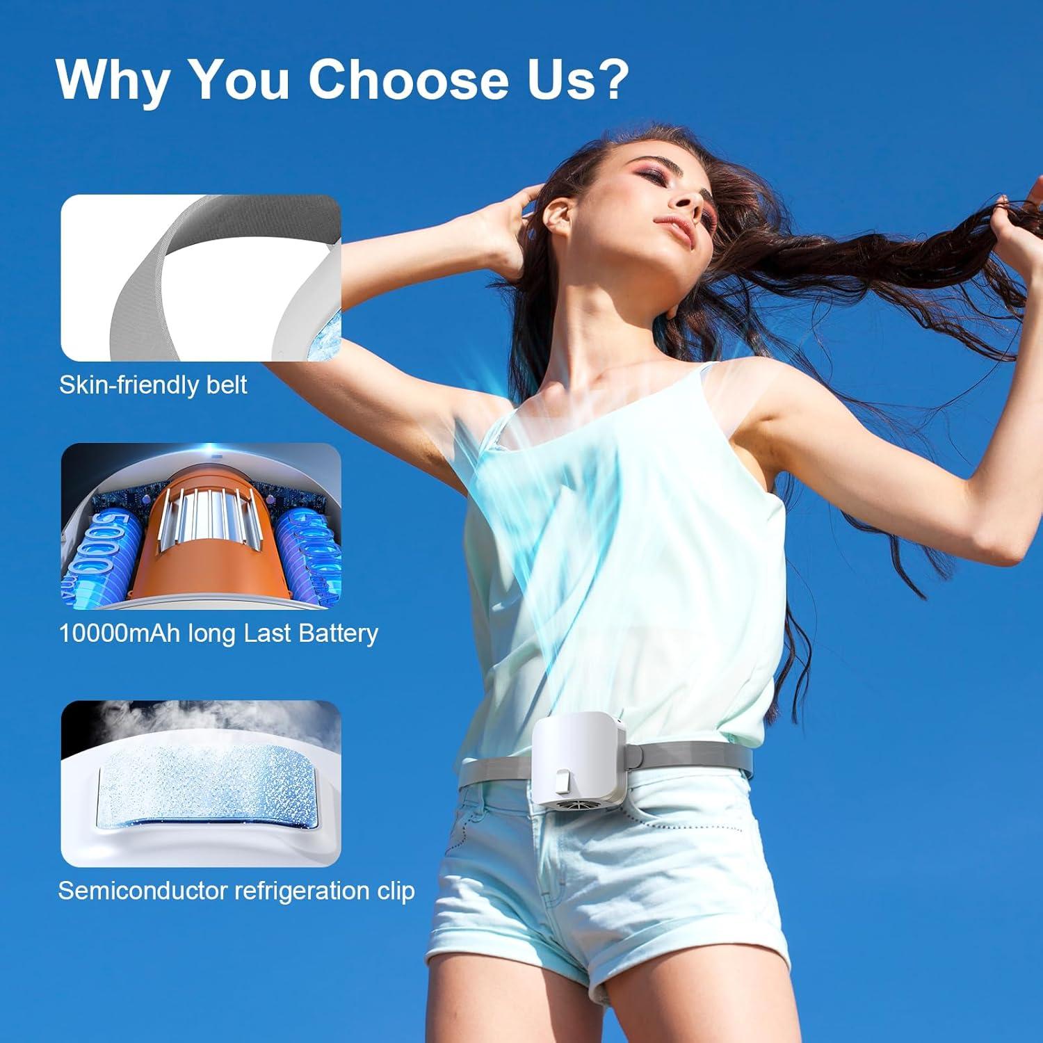 Ventilador de Cintura Portátil FUGUIFA 10000 mAh 3 Velocidades