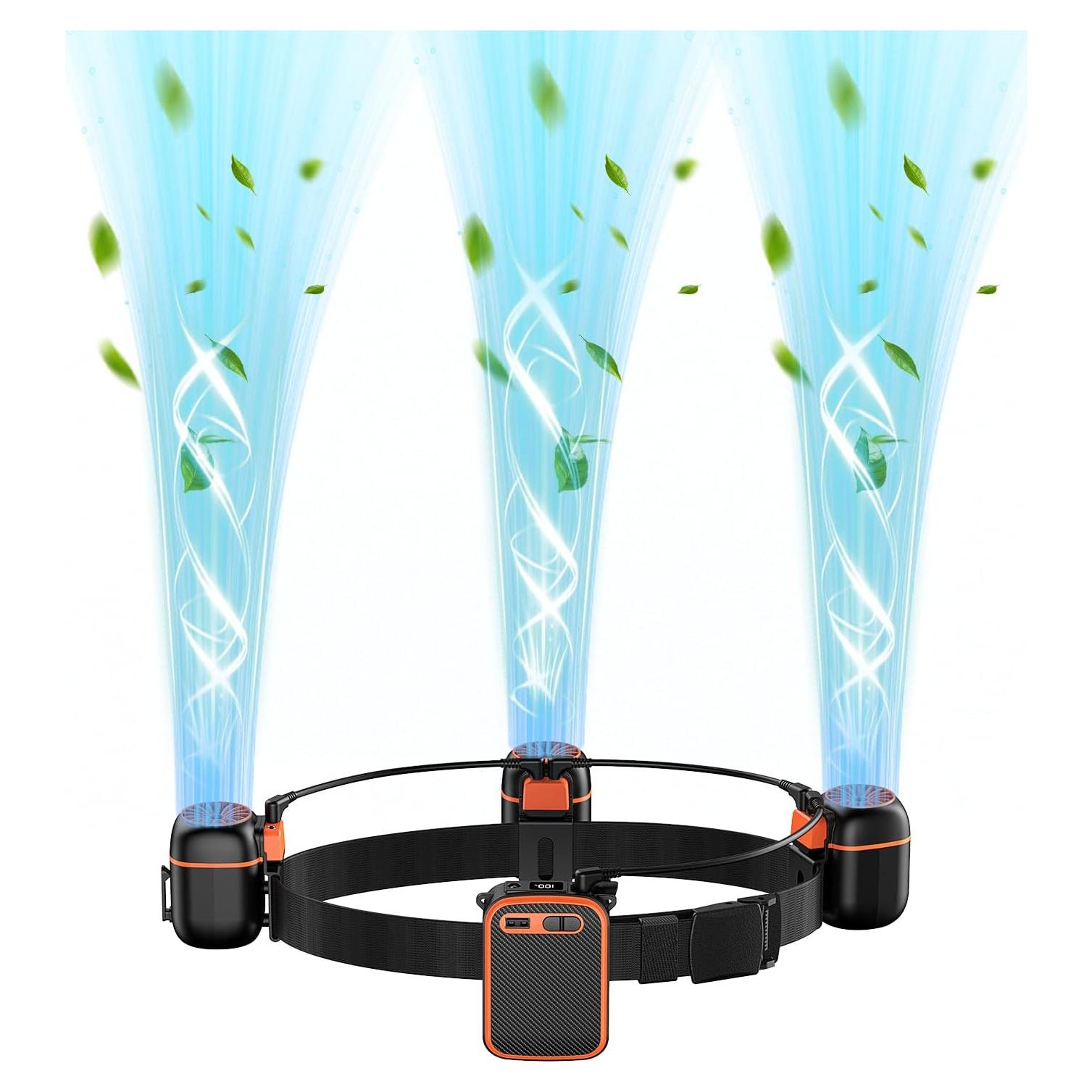 Ventilador Portátil de Cintura UMANNO 10000mAh 20H Negro Naranja