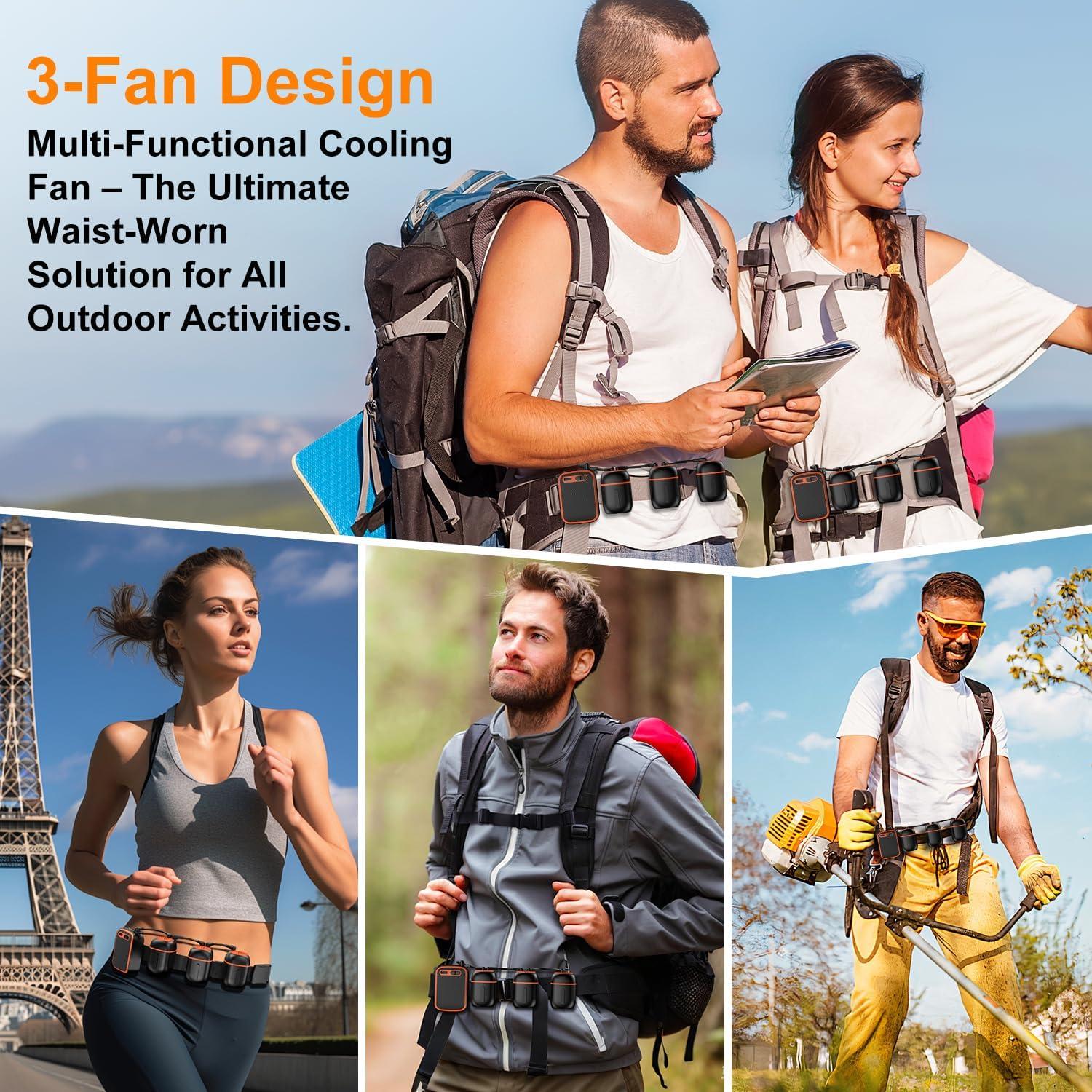 Ventilador Portátil de Cintura UMANNO 10000mAh 20H Negro Naranja