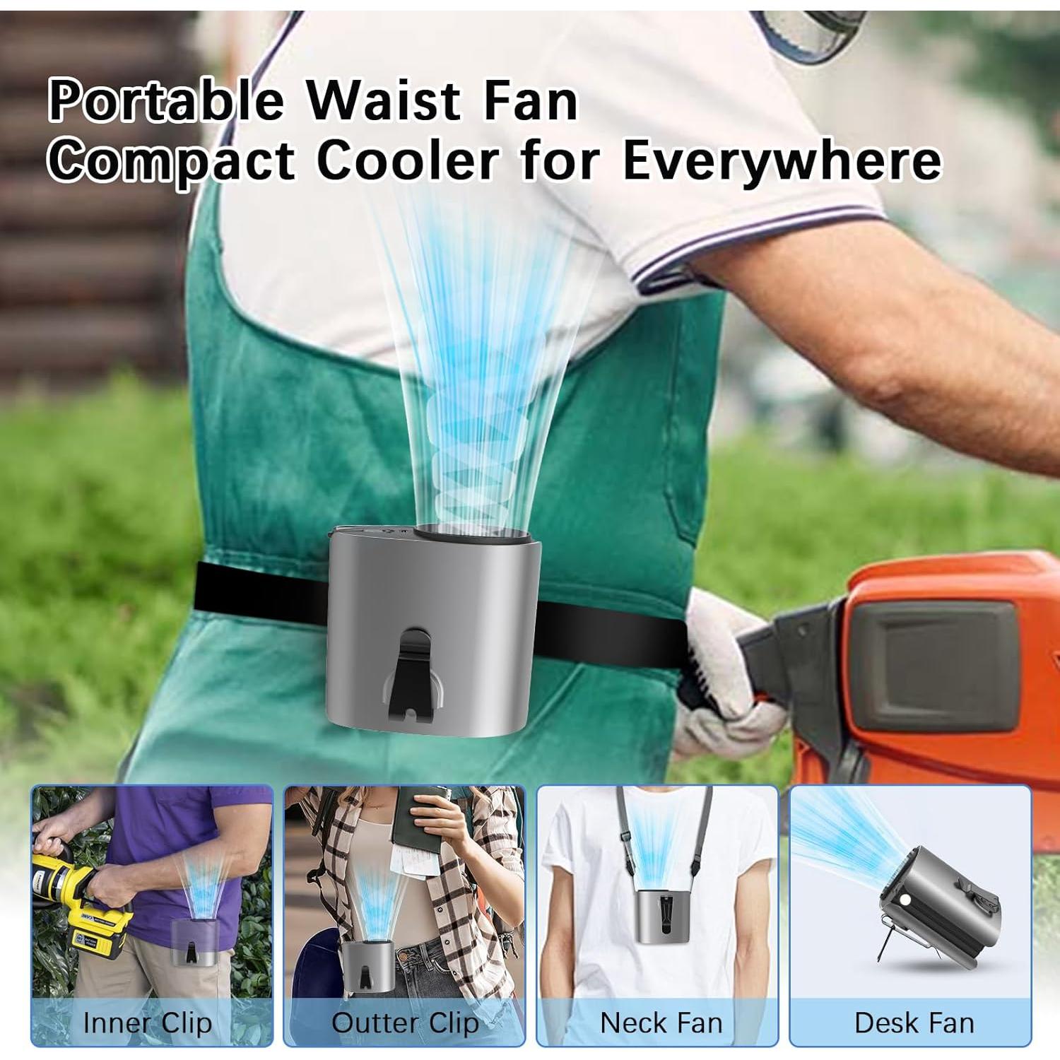 Ventilador de Cintura Portátil VerveCielo 5 Velocidades 10000mAh