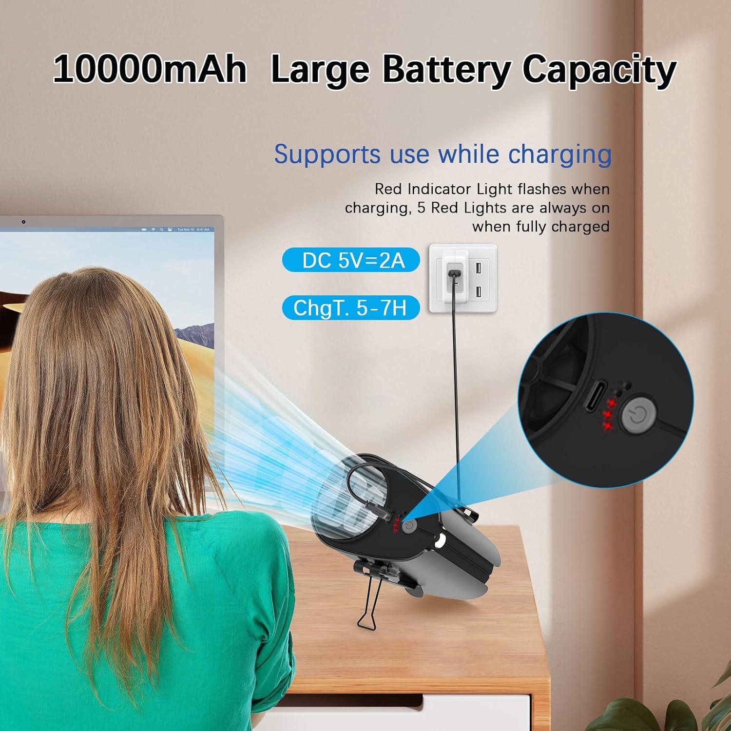 Ventilador de Cintura Portátil VerveCielo 5 Velocidades 10000mAh