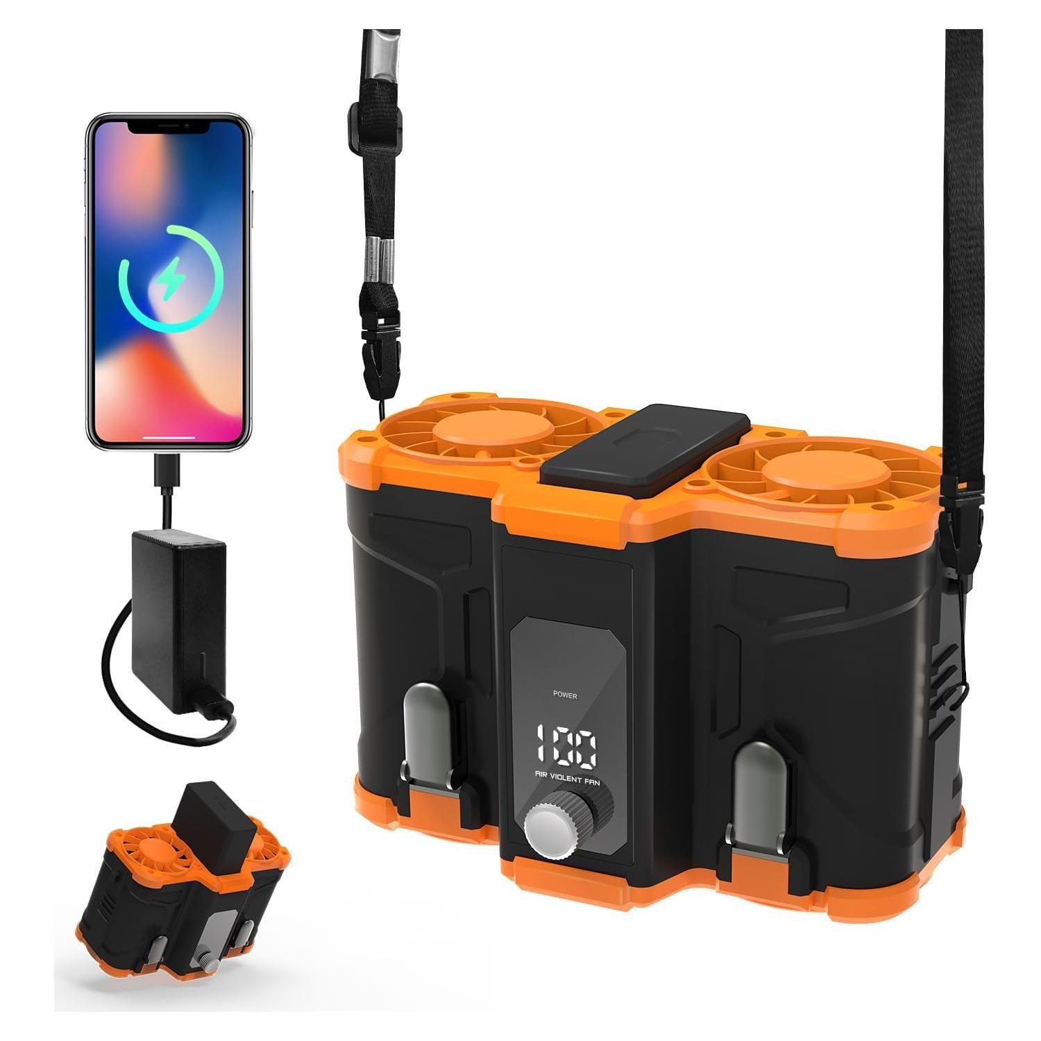 Ventilador Portátil de Cintura Koucen 12000mAh 6 en 1