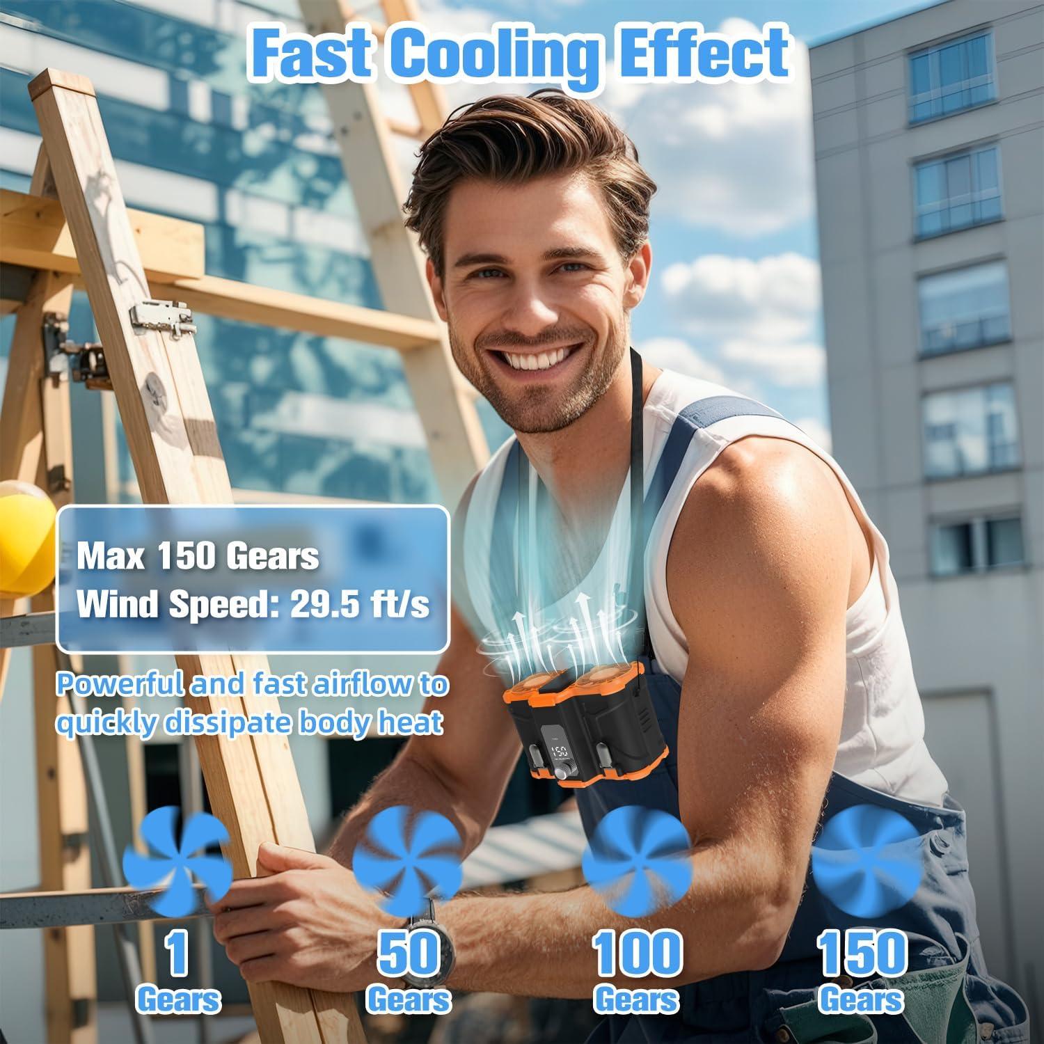 Ventilador Portátil de Cintura Koucen 12000mAh 6 en 1