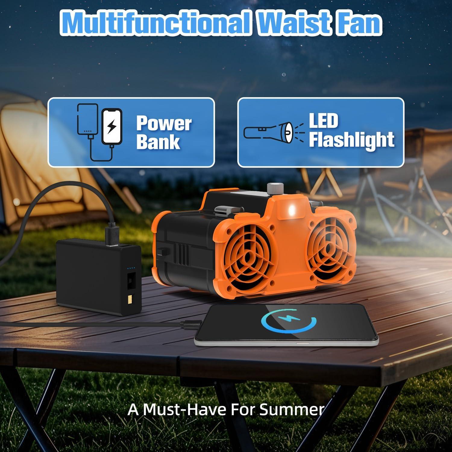 Ventilador Portátil de Cintura Koucen 12000mAh 6 en 1