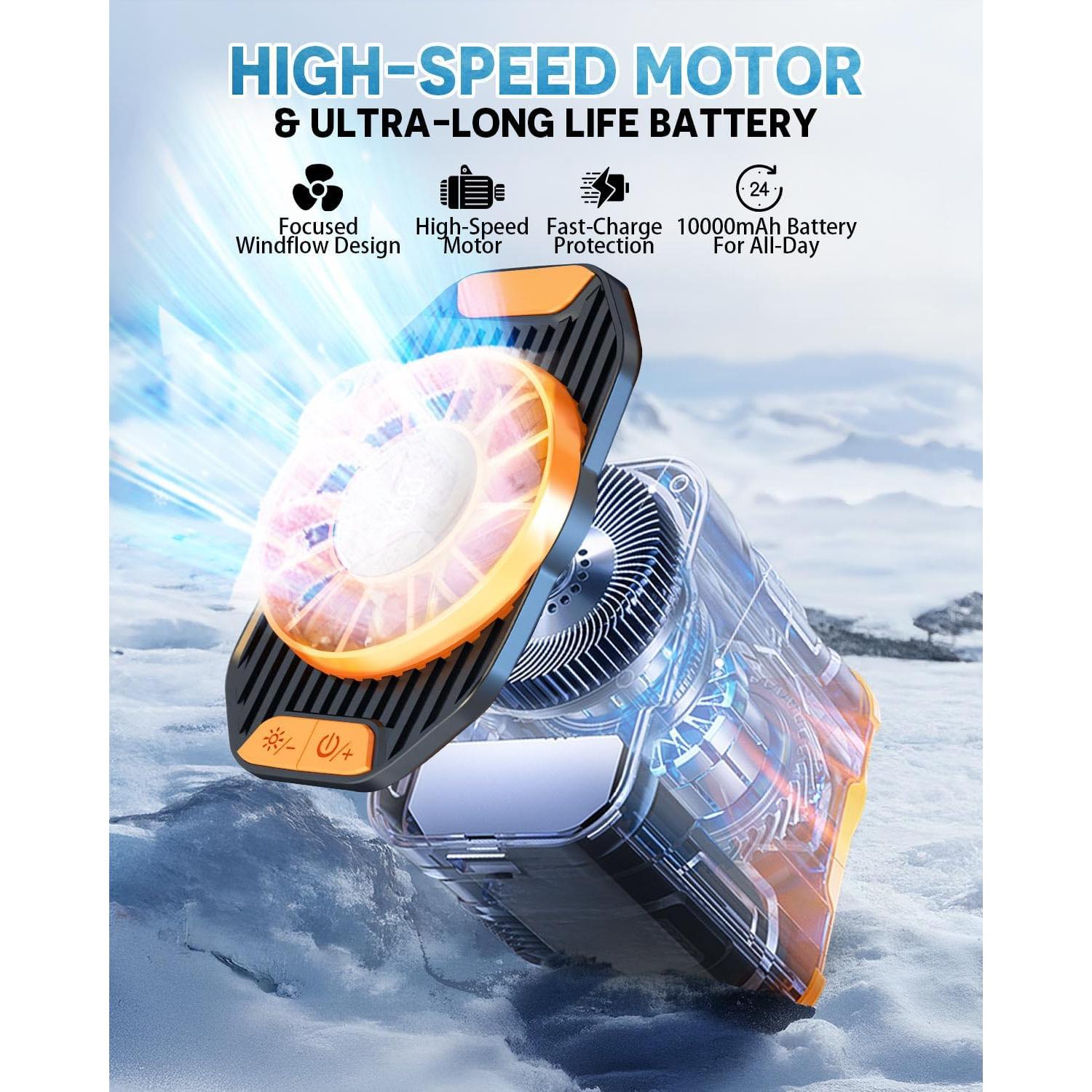 Ventilador Portátil de Cintura Torlaist Naranja 10 Velocidades