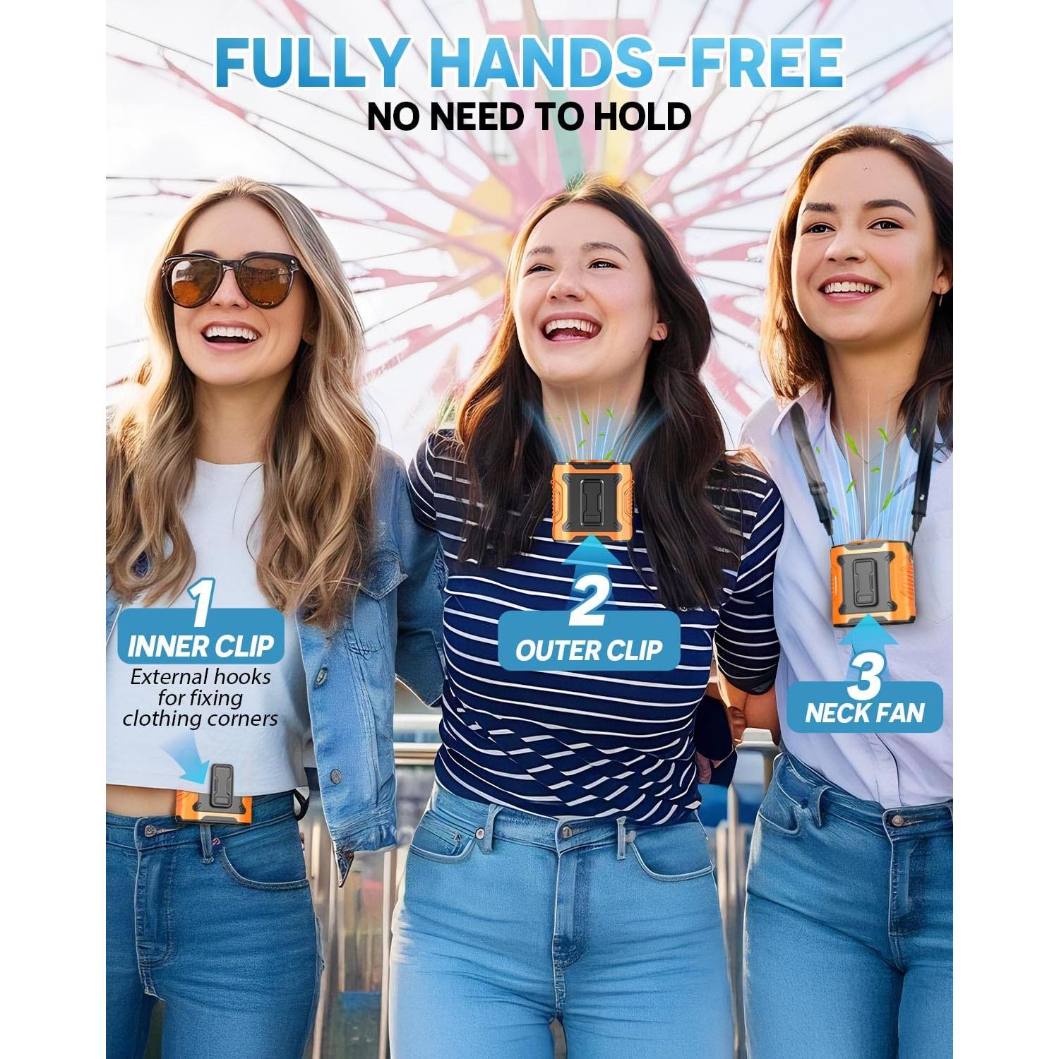 Ventilador Portátil de Cintura Torlaist Naranja 10 Velocidades