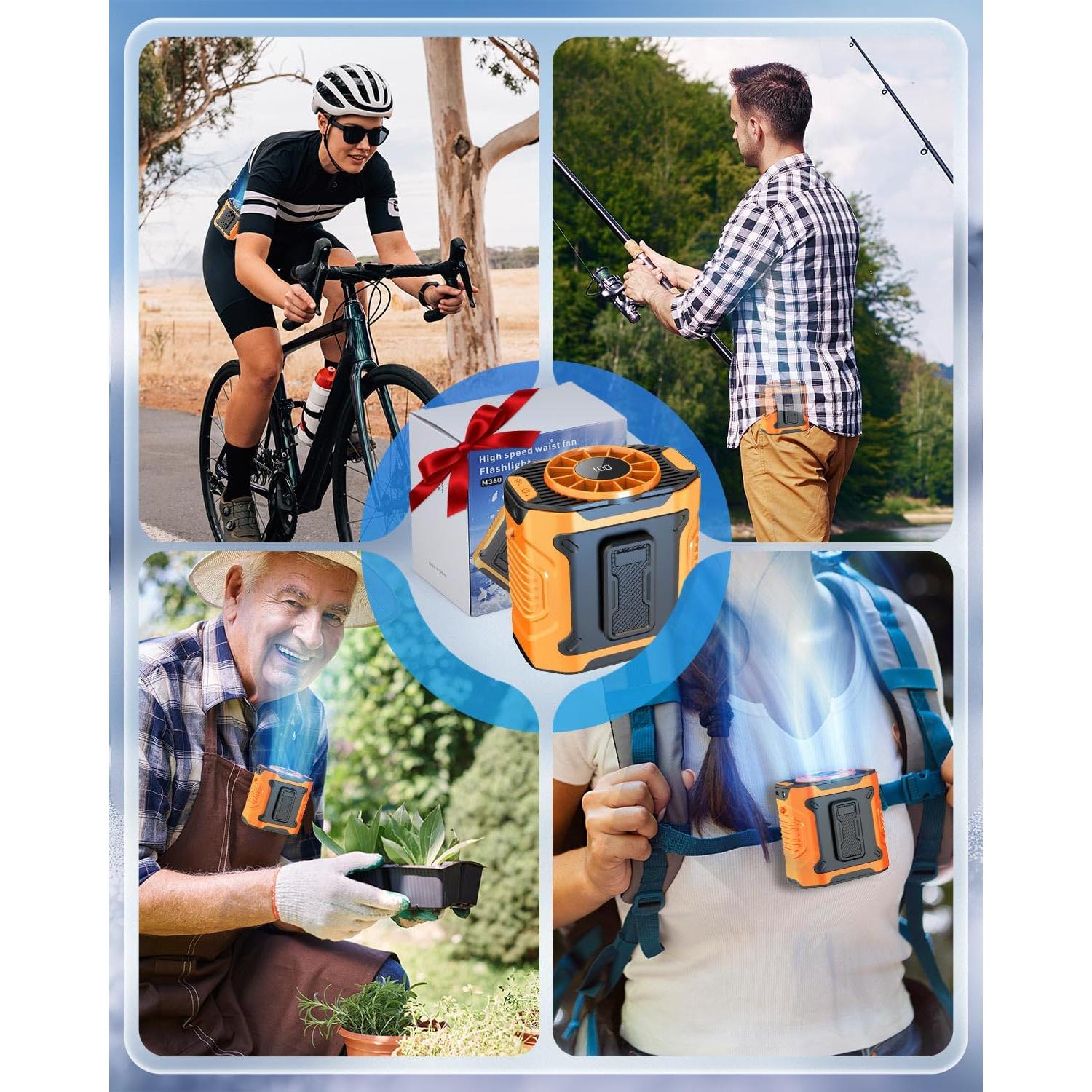 Ventilador Portátil de Cintura Torlaist Naranja 10 Velocidades