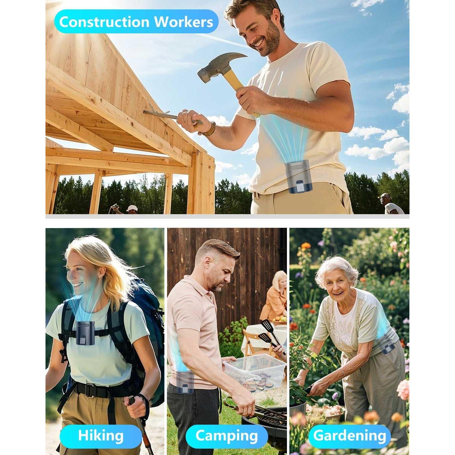 Ventilador de Cintura Portátil KJXIC Recargable USB 4 Velocidades