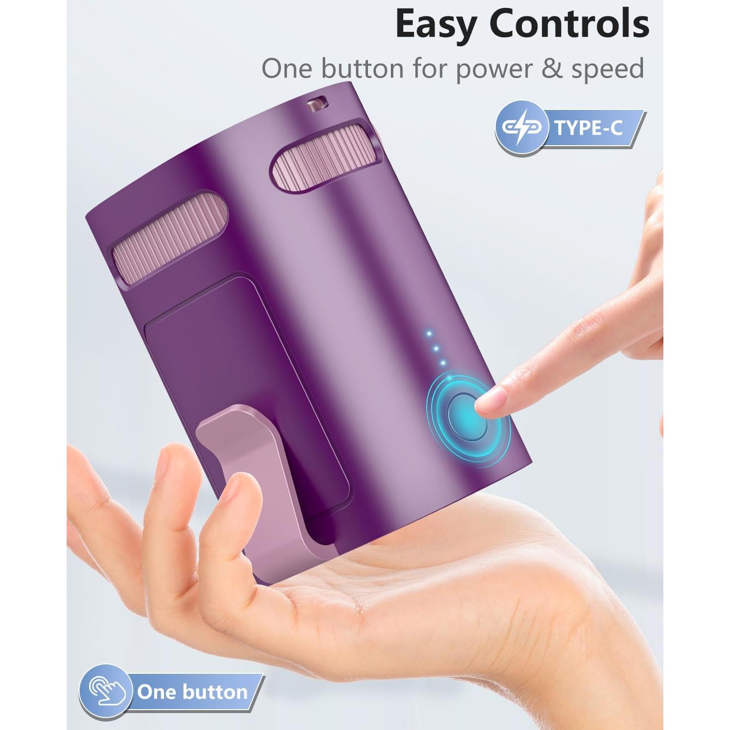 Ventilador de Clip Portátil QMKKX Púrpura 4 Velocidades Recargable