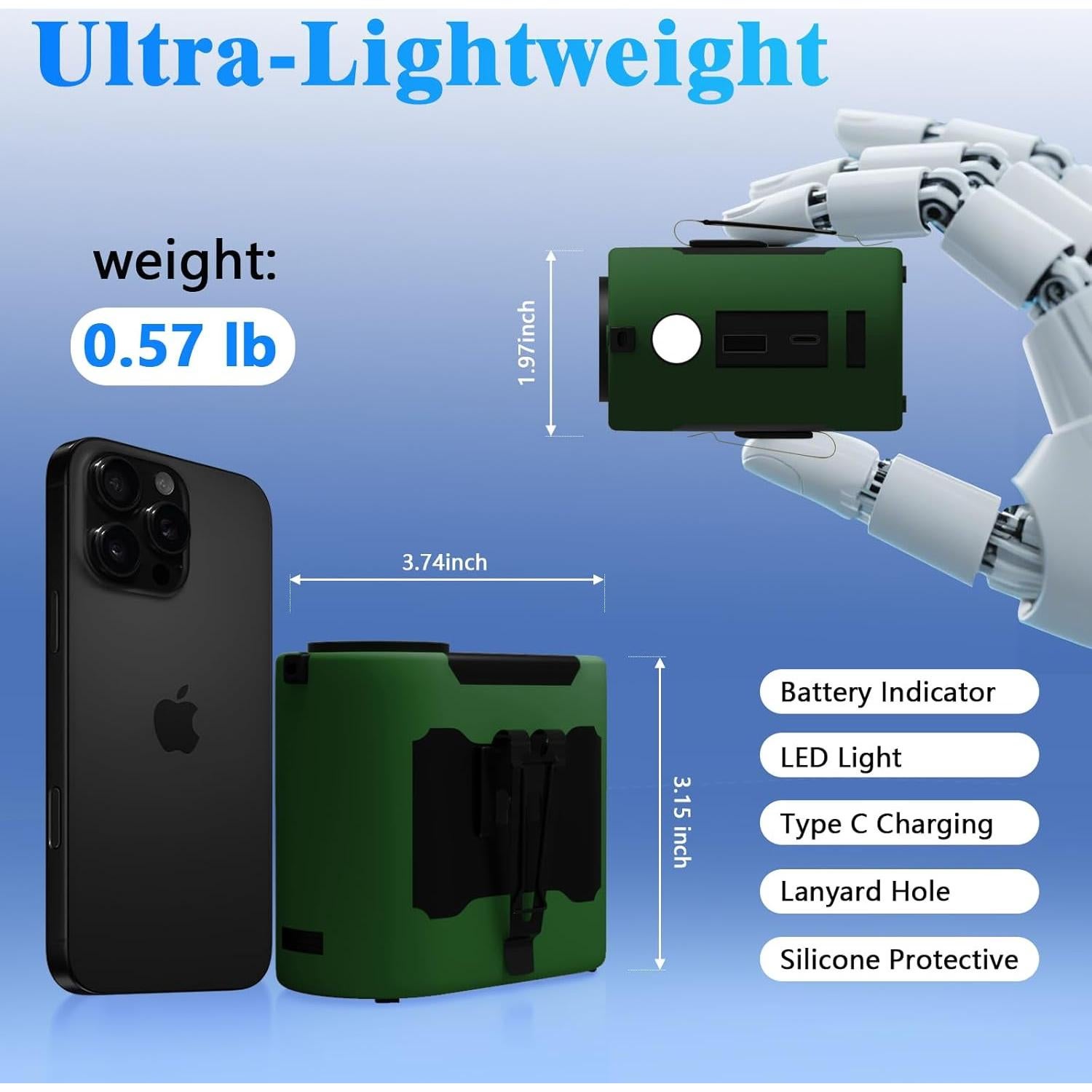 Ventilador de Cintura Portátil LULEENEMO 10000mAh 5 Velocidades