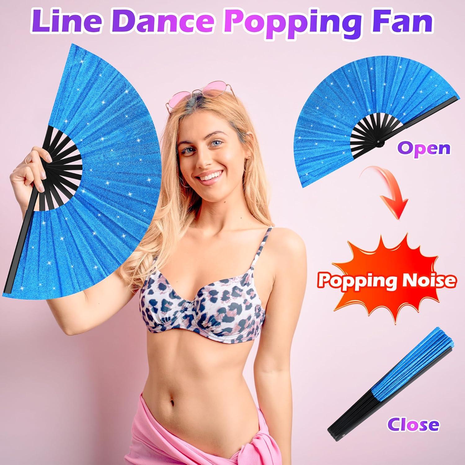 Abanico Plegable Brillante 34 cm AngleKai - 2 Piezas Azul